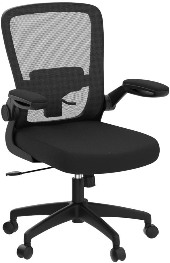 felixking office chair, ergonomic desk chair breathable mesh chairs adjustable high back lumbar support flip up armrests, executive rolling swivel comfy computer chairs home office black