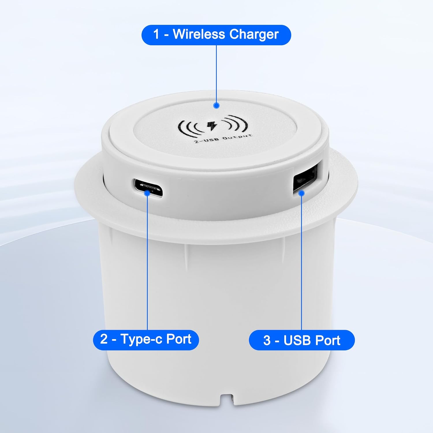 xmsjsiy embedded desktop wireless charger 10w 3 in 1 usb a/type c pop up wireless multifunctional fast charging station for bedside table desks furniture (white) 1pcs