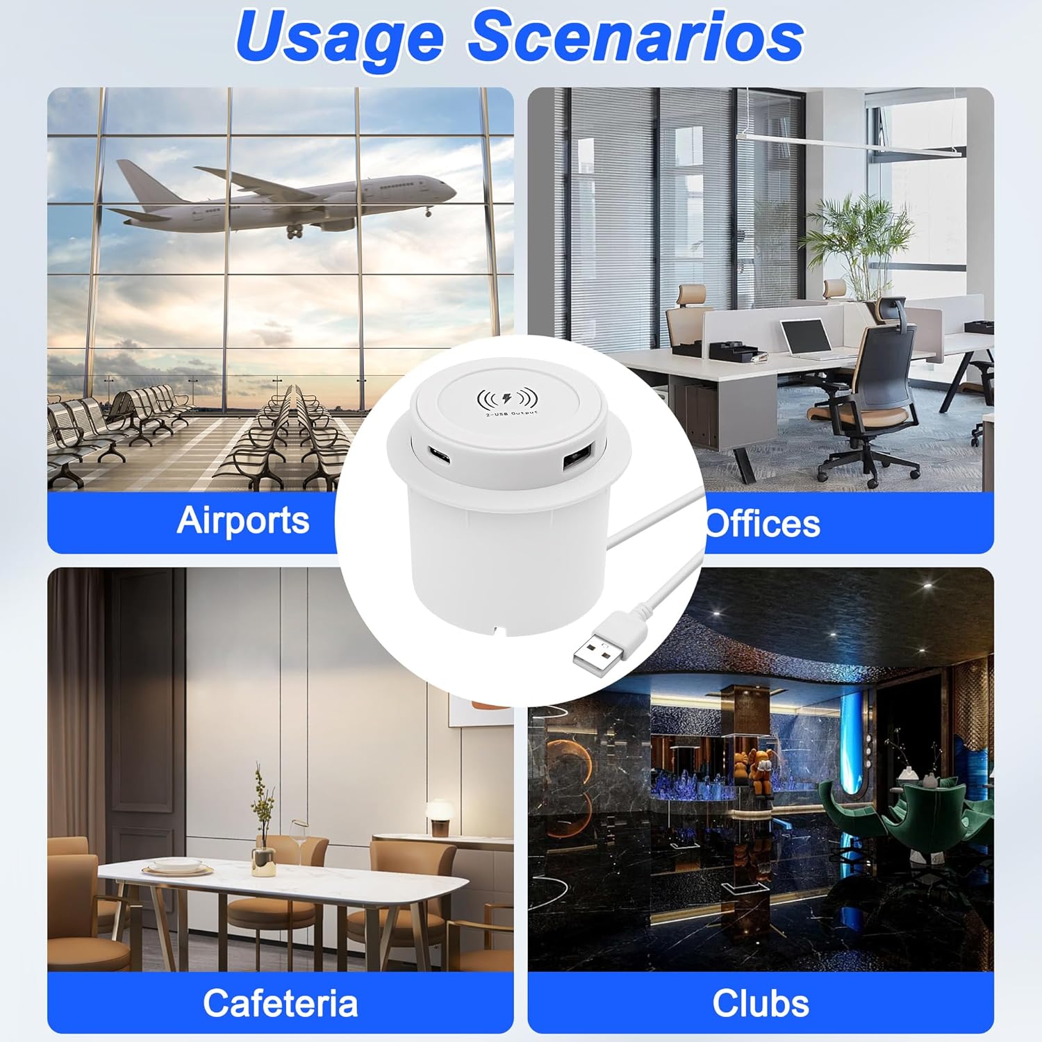 xmsjsiy embedded desktop wireless charger 10w 3 in 1 usb a/type c pop up wireless multifunctional fast charging station for bedside table desks furniture (white) 1pcs