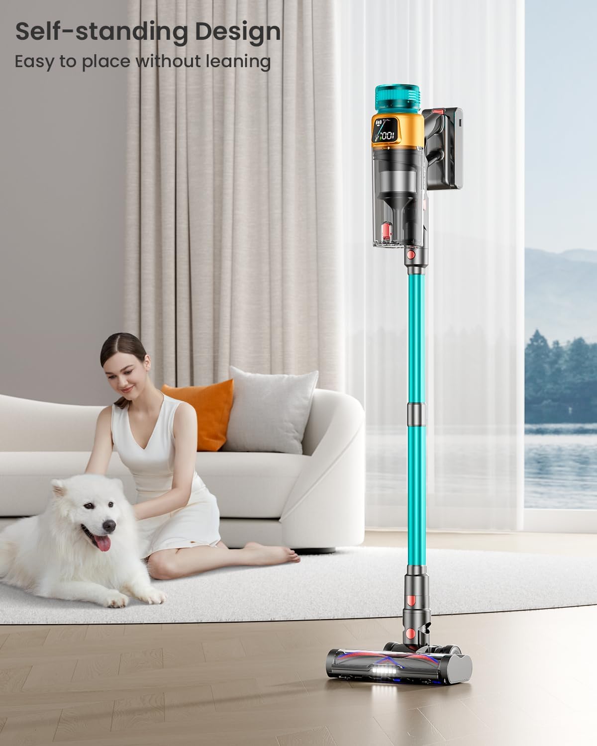 cordless vacuum cleaner, 580w 48kpa 70mins vacuum cleaners for home, stick vacuum with charging dock station, anti tangle wireless vacumm, rechargeable cordless vacuum for pet hair/carpet/hard floor