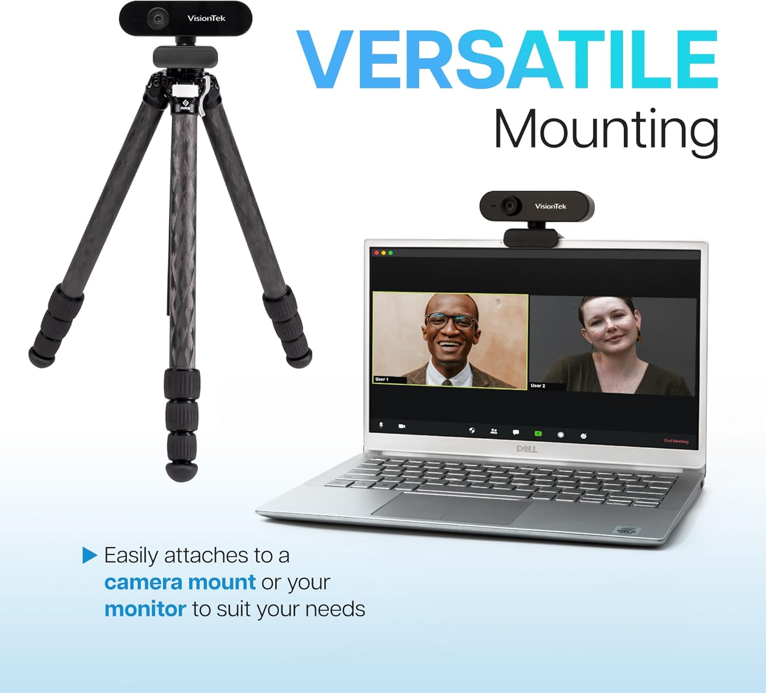 visiontek vtwc30 premium full hd (1080p 30fps) webcam, for windows, mac, linux, & chromebook with digital dual microphones, manual focus lens, privacy cover, 83 degree viewing angle