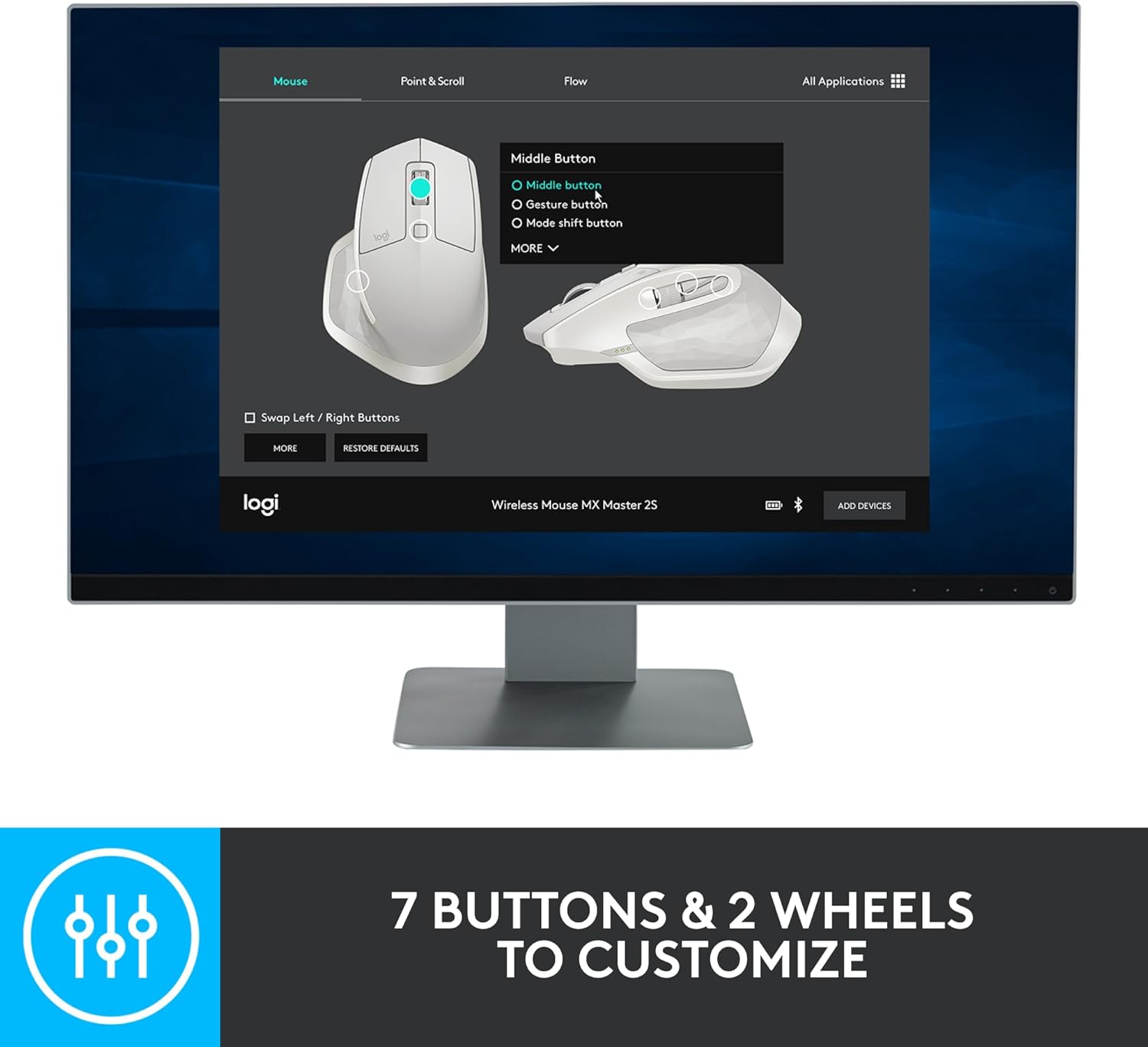 logitech mx master 2s bluetooth edition wireless mouse, multi surface, hyper fast scrolling, ergonomic, rechargeable, connects up to 3 mac/pc computers graphite