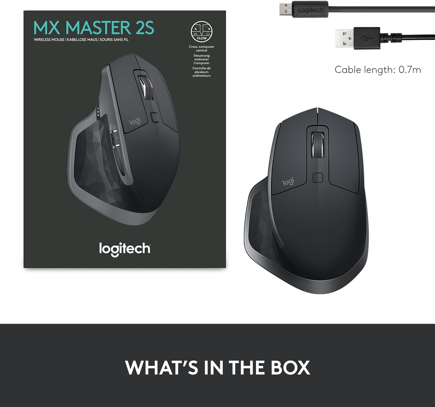 logitech mx master 2s bluetooth edition wireless mouse, multi surface, hyper fast scrolling, ergonomic, rechargeable, connects up to 3 mac/pc computers graphite