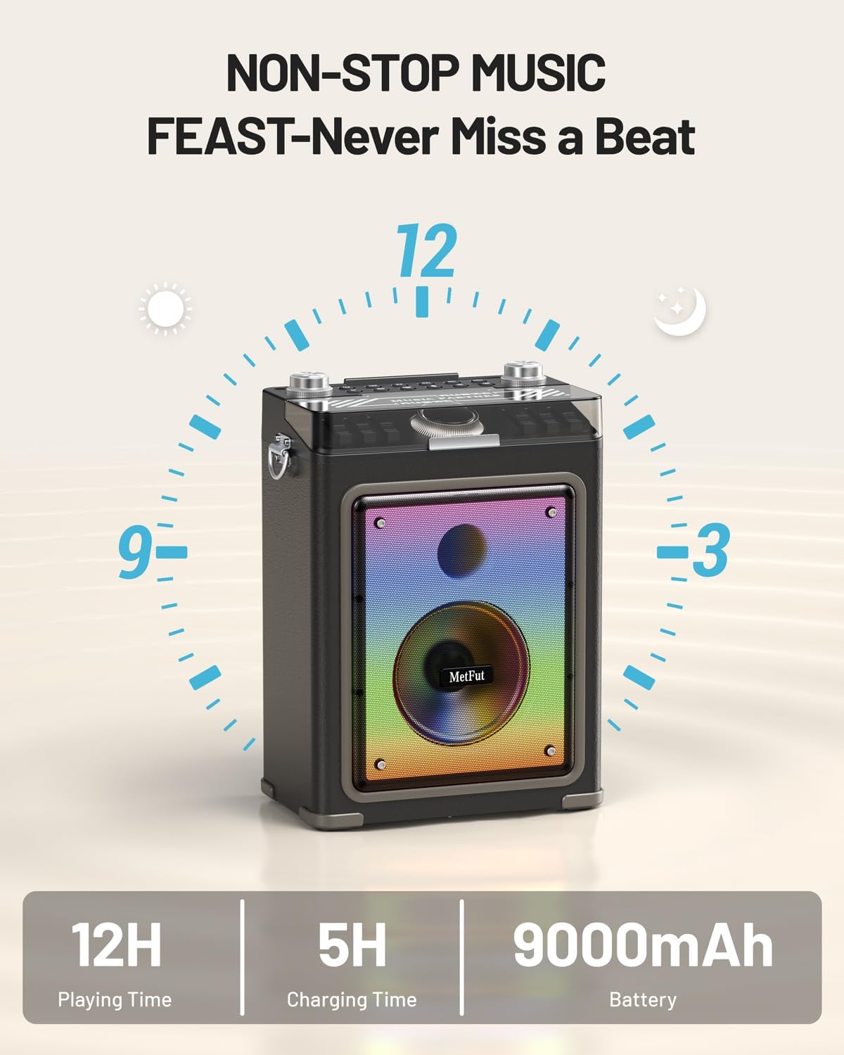 professional karaoke machine for adults with 2 wireless microphones and bluetooth 5.3, premium wooden speaker with bass and treble control for home parties & outdoor (black)