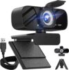 1080P HD Webcam with Microphone, Noise Cancellation, Privacy Cover, Wide-Angle Lens, Auto Light Correction, Plug & Play USB Webcam for Laptop, Desktop, PC, Mac, Zoom, Skype, Streaming（Black）-3