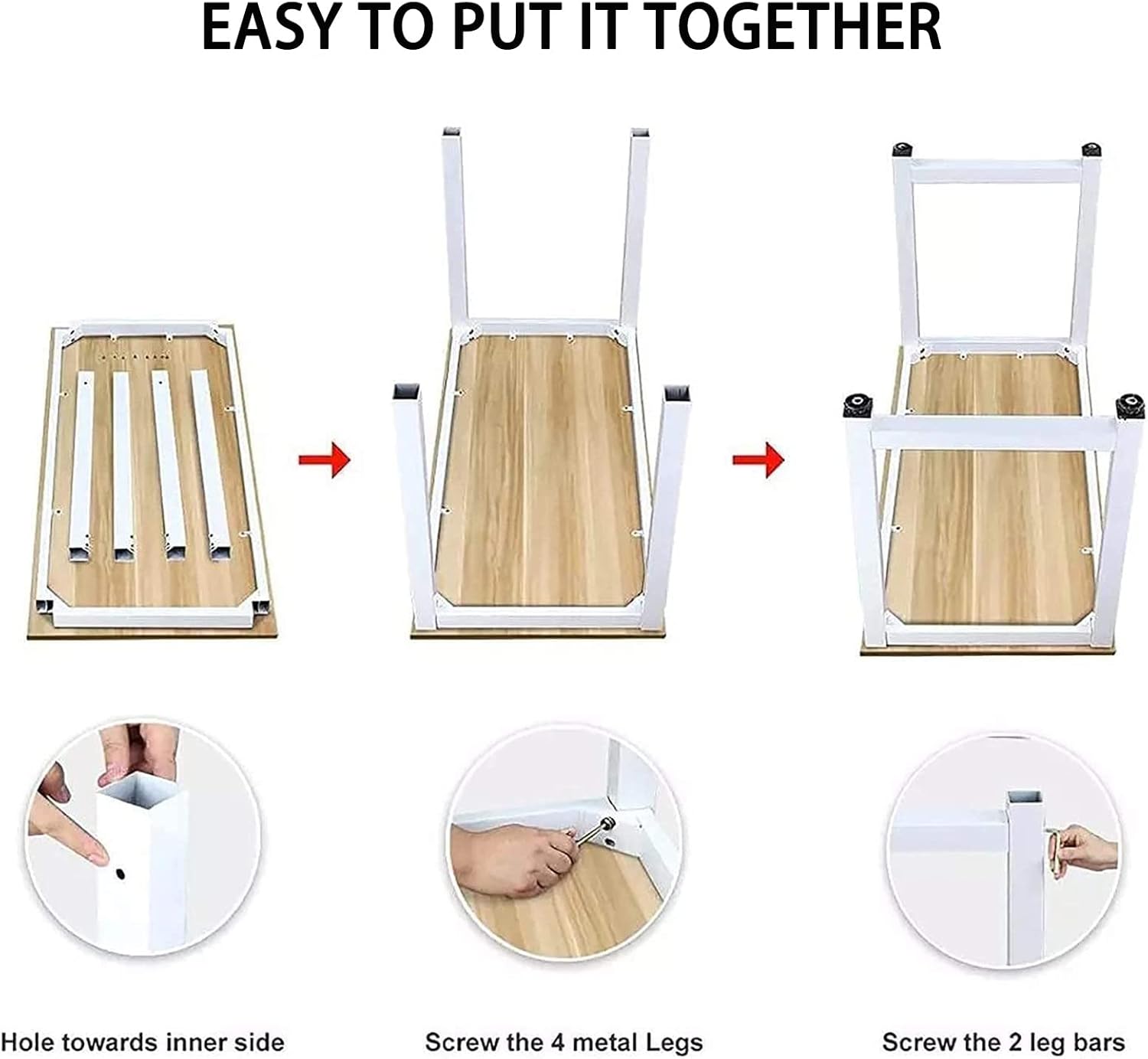 nsdirect modern computer desk 63 inch large office desk, writing study table for home office desk workstation wide metal sturdy frame thicker steel legs, white
