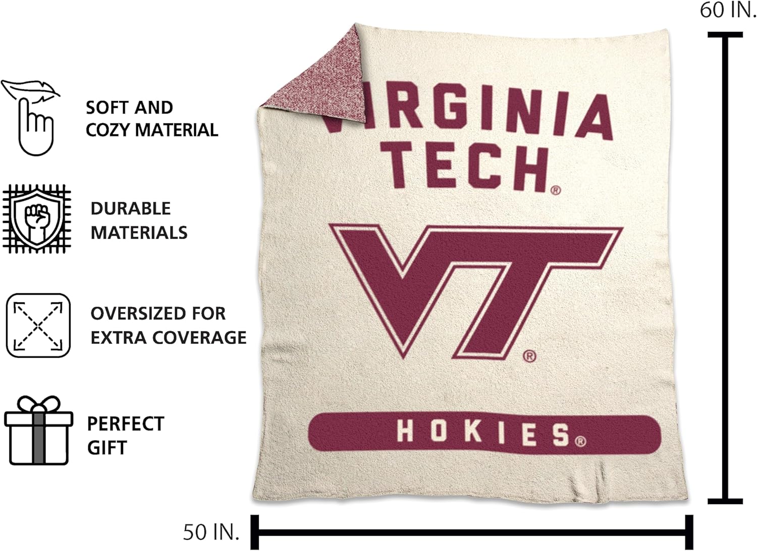 logo brands ncaa luxe dreams blanket ultra soft & cozy plush prime fleece – 60” x 70” – team color logo – durable & warm for tailgating, couch, or game day