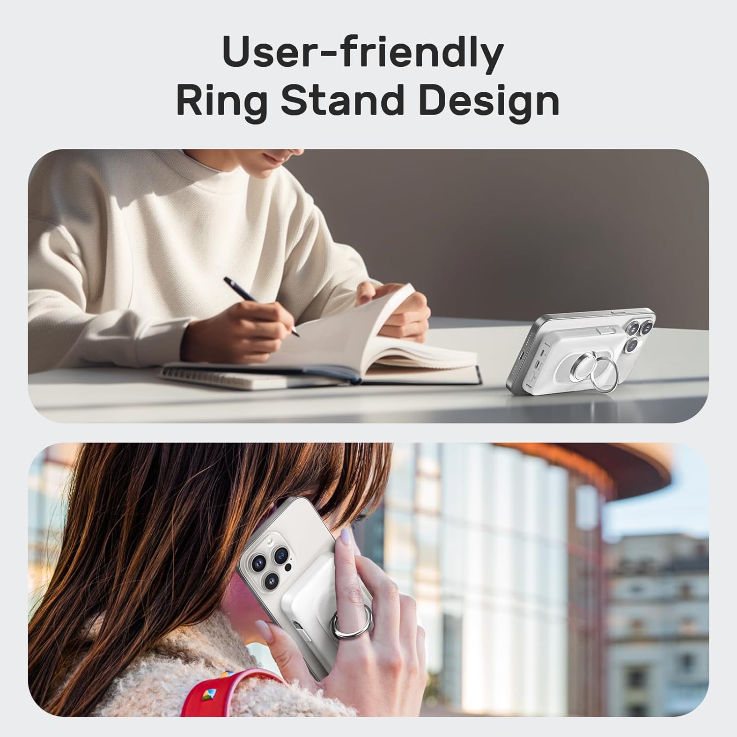 magnetic power bank 20000mah, wireless powerbank fast charging, 4 in 1 portable charger with usb c/ios cable, battery pack with stand for iphone 16 12 all series