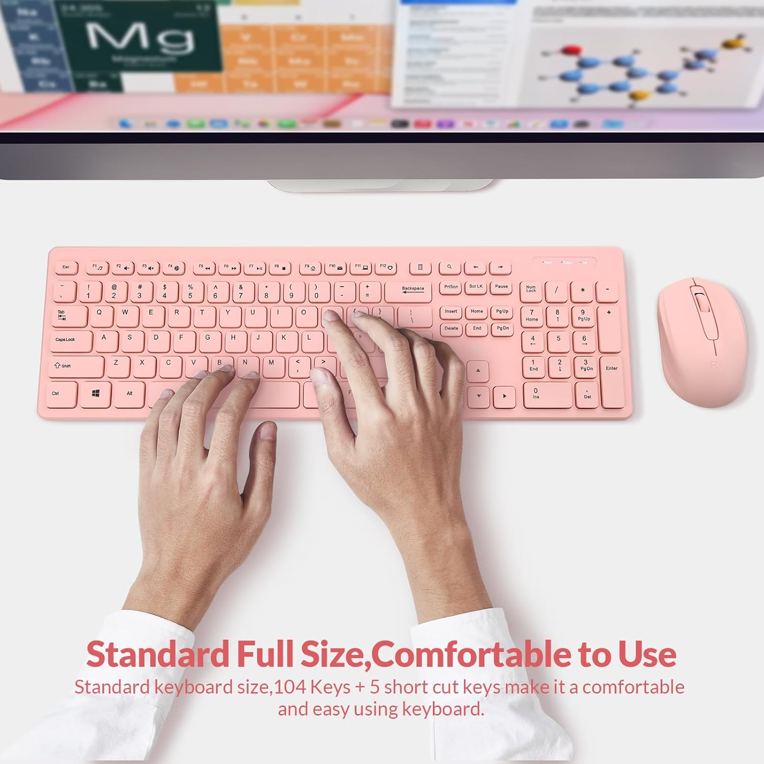 wireless keyboard and mouse combo rii standard office pc keyboard and optical wireless mice (pink)