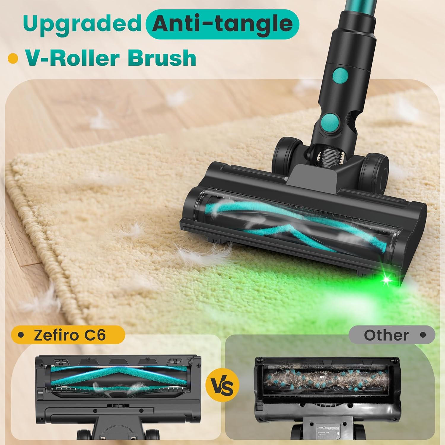 cordless vacuum cleaner, stick vacuum with powerful suction, 45mins runtime vacuum cleaners for home, anti tangle and 1.5l dust cup, 6 in 1 lightweight vacuum for hardwood floor carpet pet hair