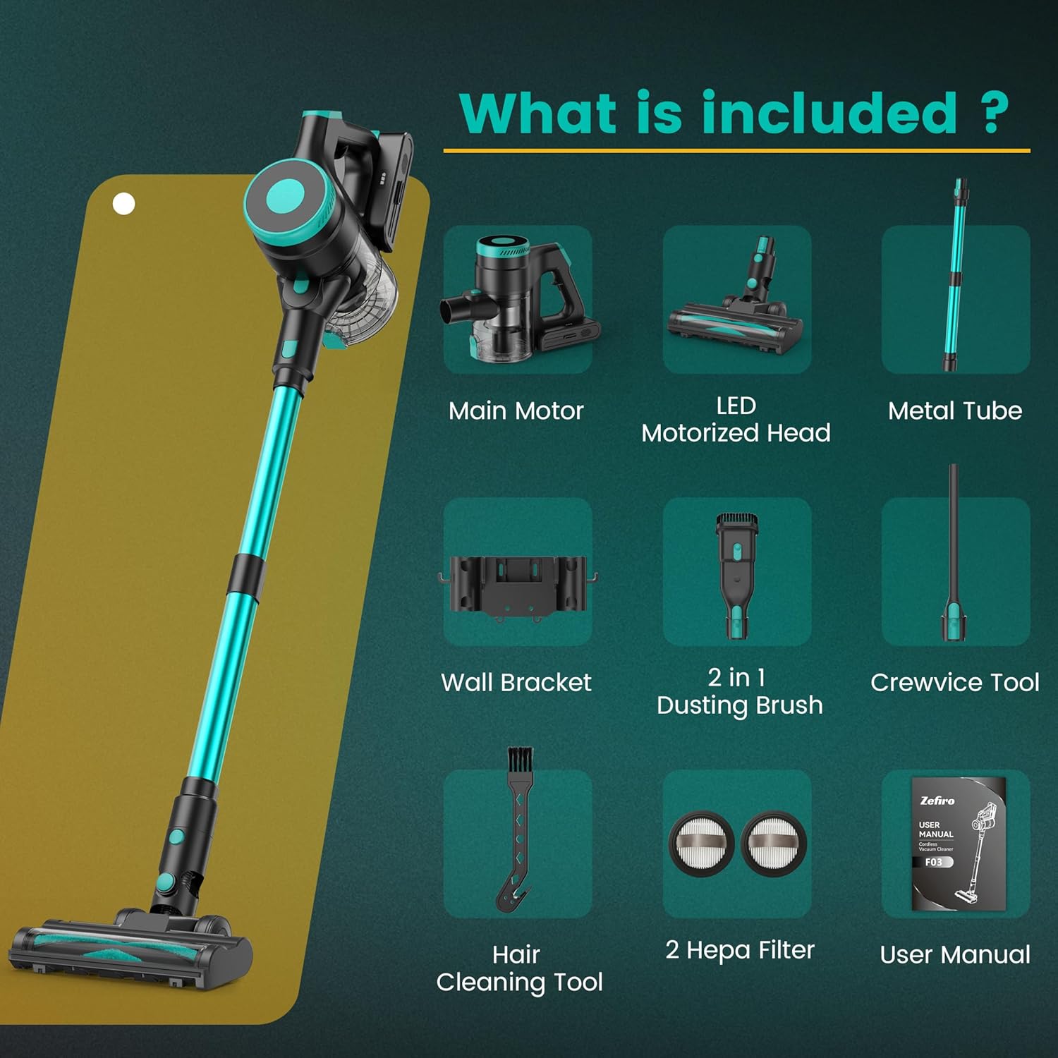 cordless vacuum cleaner, stick vacuum with powerful suction, 45mins runtime vacuum cleaners for home, anti tangle and 1.5l dust cup, 6 in 1 lightweight vacuum for hardwood floor carpet pet hair