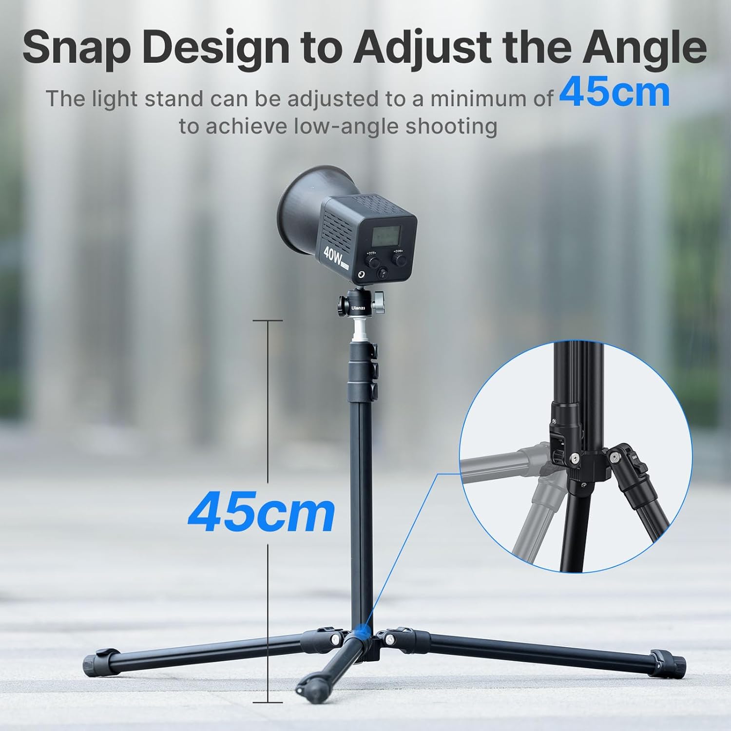 ulanzi tt43 extendable photography light stand, adjustable 6.23ft aluminum tripod, reversible portable studio lighting tripod for continute output lighting/strobe light/webcams/cameras/softbox