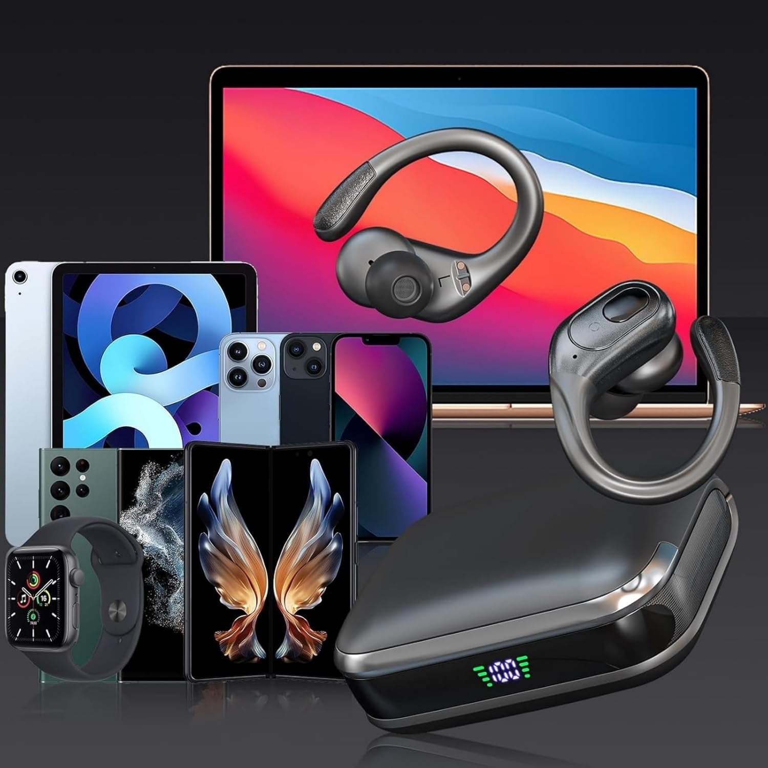 wireless earbuds bluetooth 5.4 headphones, noise canceling ear buds with 75hr playtime, led power display, ipx7 waterproof earphones over ear earphones for sports/workouts