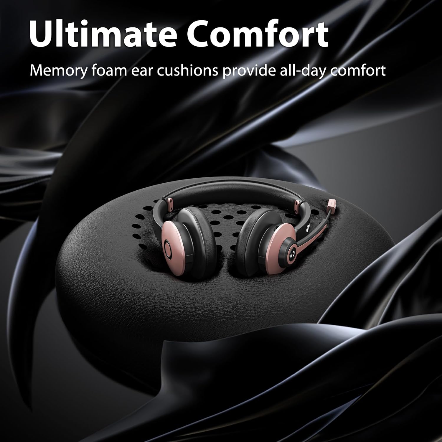 wireless headset with mic for work, bluetooth headphones with microphone noise canceling & usb dongle, handsfree 26+ hours battery & mute button, for office/call center/laptop/ms teams/conference