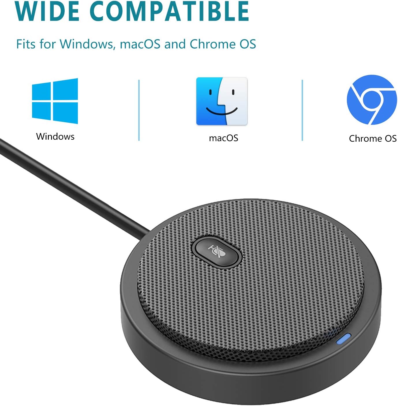 upgraded usb conference microphone for computer, 360° omnidirectional condenser mic with mute key, great for video conference, gaming, chatting, skype, plug & play, windows macos, ideal for gift