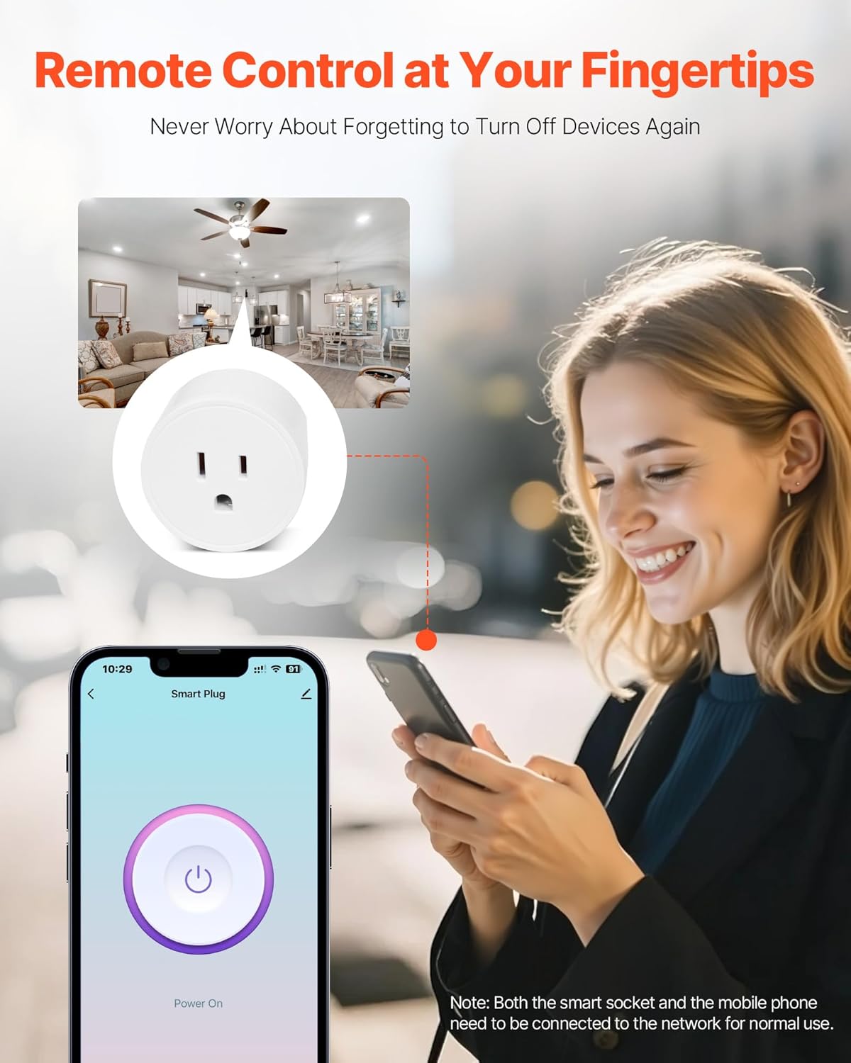 vevor smart plug, wifi smart outlet compatible with alexa and google home, wifi plugs with scheduling, app control & timer function, 2.4ghz wi fi only, 15amp, no hub required, white (4 pack)