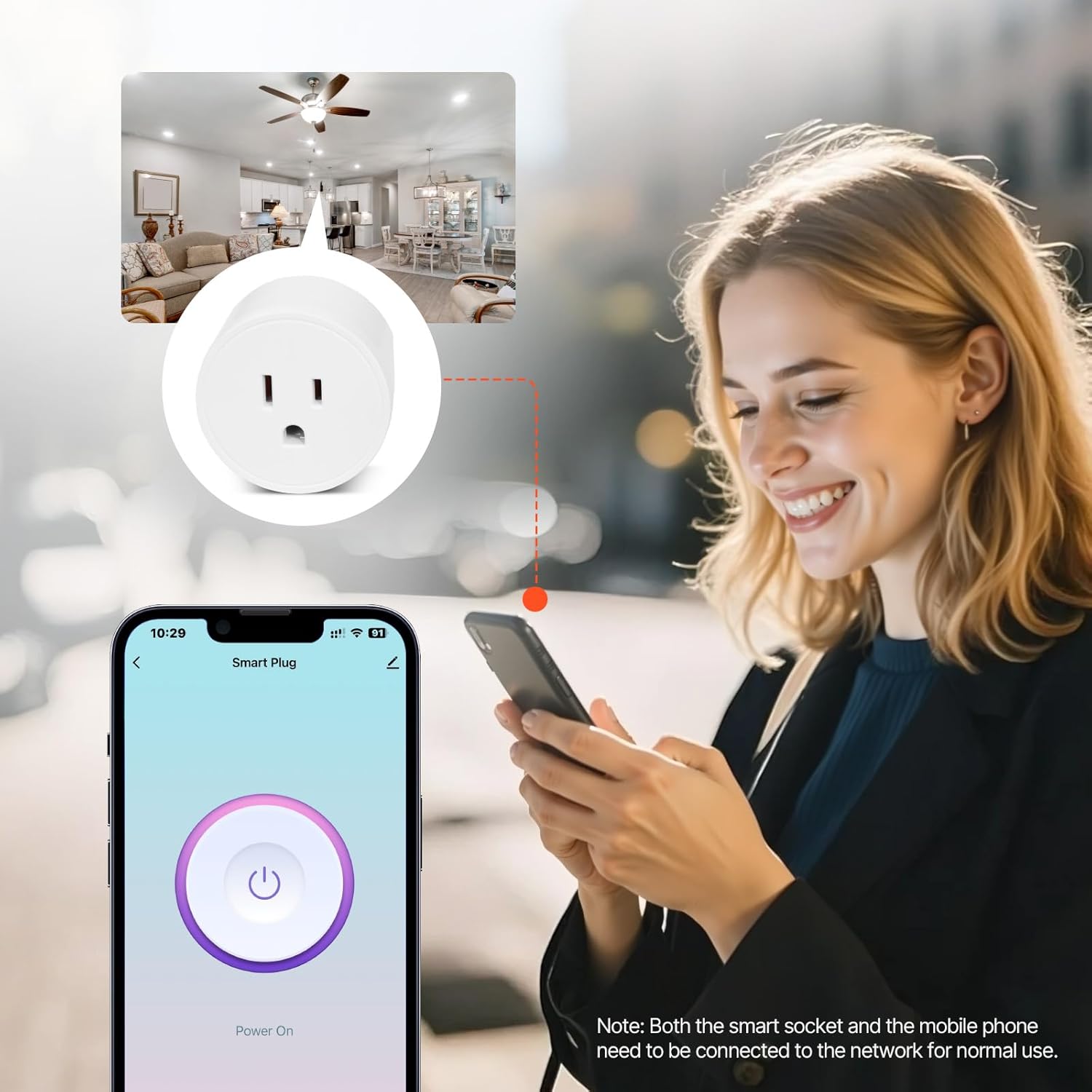 vevor smart plug, wifi smart outlet compatible with alexa and google home, wifi plugs with scheduling, app control & timer function, 2.4ghz wi fi only, 15amp, no hub required, white (4 pack)