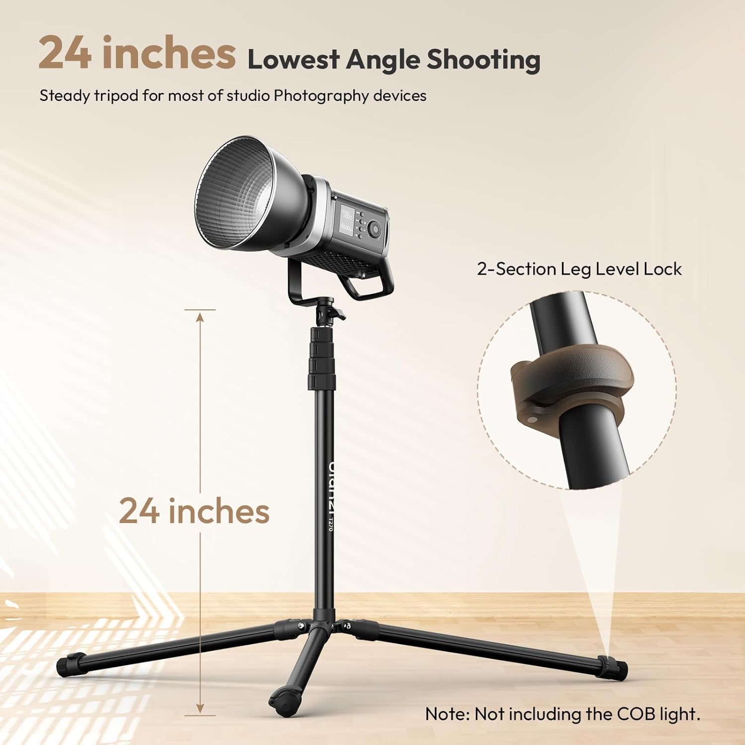 ulanzi t270 light stand 8.8ft/270cm adjustable photography light stand tripod, aluminum portable studio lighting stand for softbox, led video light, reflector, strobe, photo video photography