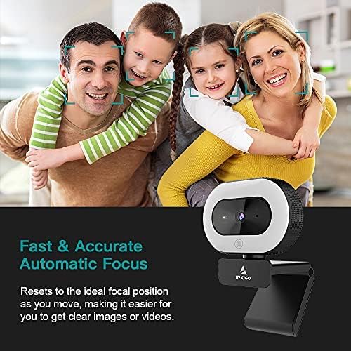 nexigo streamcam n930e with software, 1080p webcam with ring light and privacy cover, auto focus, plug and play, web camera for online learning, zoom meeting skype teams, pc mac laptop desktop