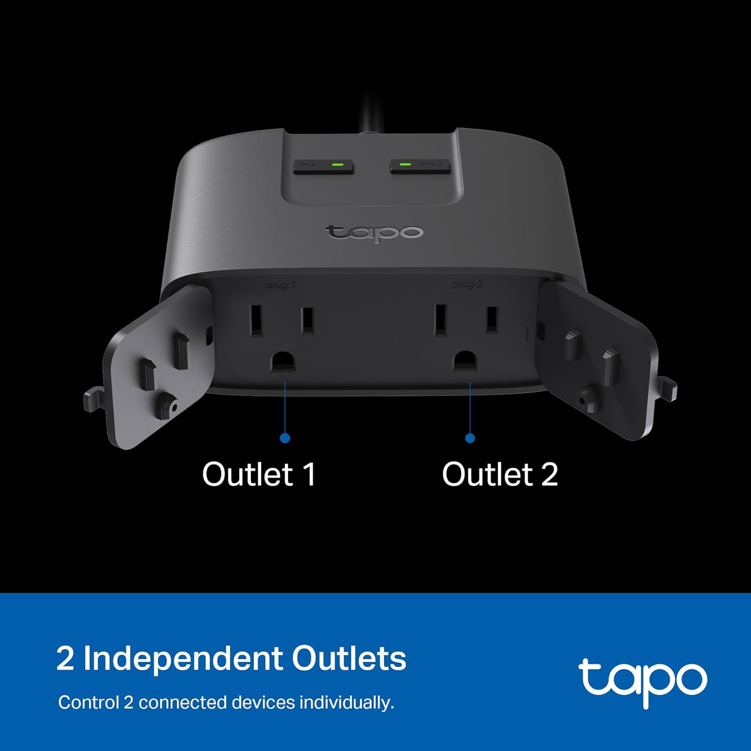 tp link tapo matter outdoor smart plug, 2 individual outlets, ip65 weather resistance, works with apple home, alexa, google home, long wi fi range, 2.4g wi fi only, etl certified(tapo p400m)