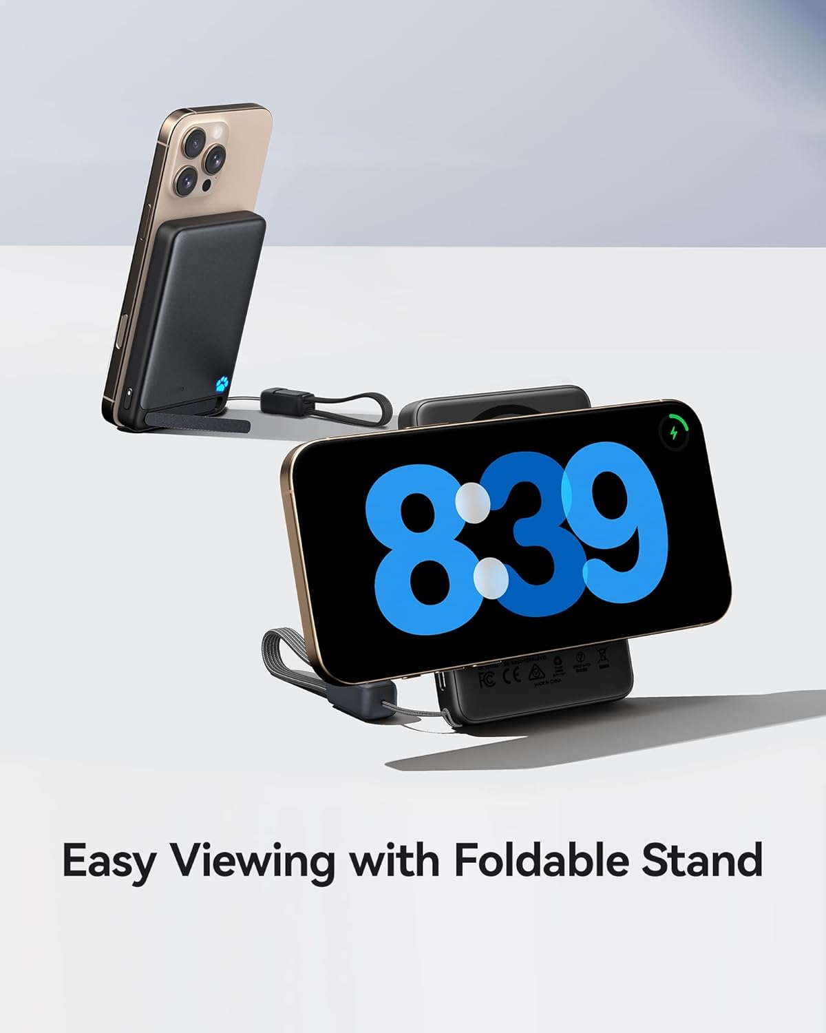 iniu for magsafe portable charger, qi2 certified, slimmest 45w 10000mah magnetic power bank, with usb c cable & stand, fast charging magsafe compatible battery pack for iphone 17 16 15 14 13 12 only