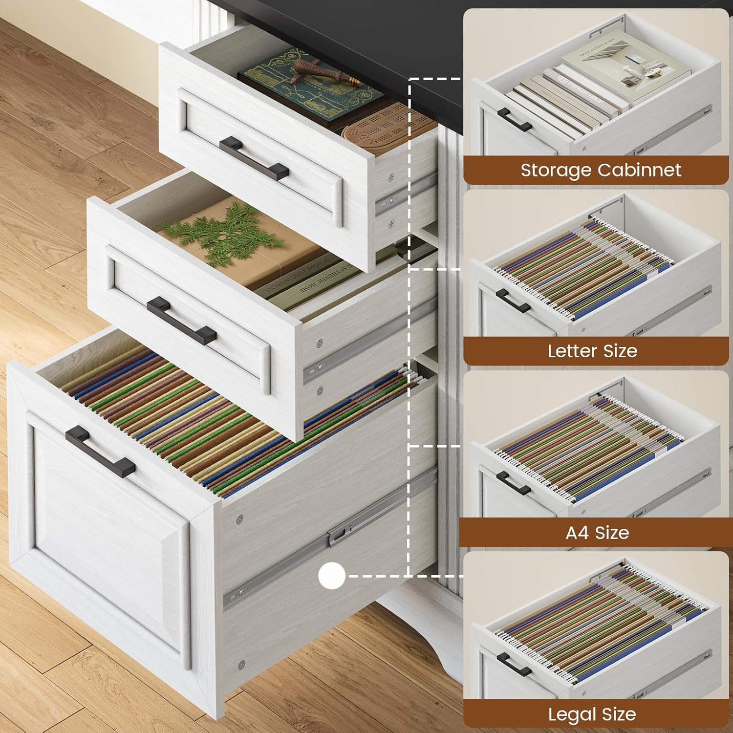 itaar farmhouse 55" executive desk, computer desk with storage drawers and power outlet, home office desk, workstation for office home, white