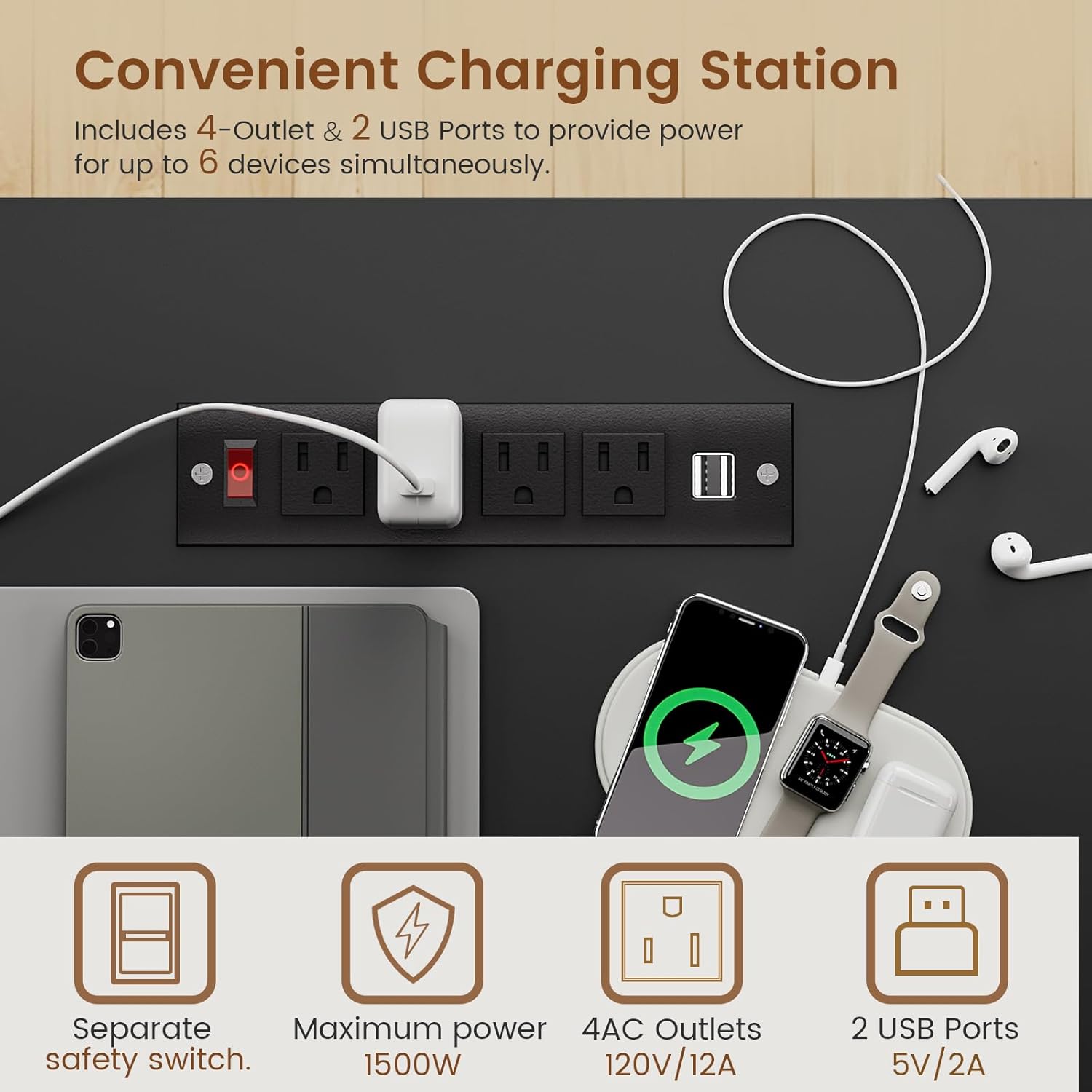 itaar farmhouse 55" executive desk, computer desk with storage drawers and power outlet, home office desk, workstation for office home, white