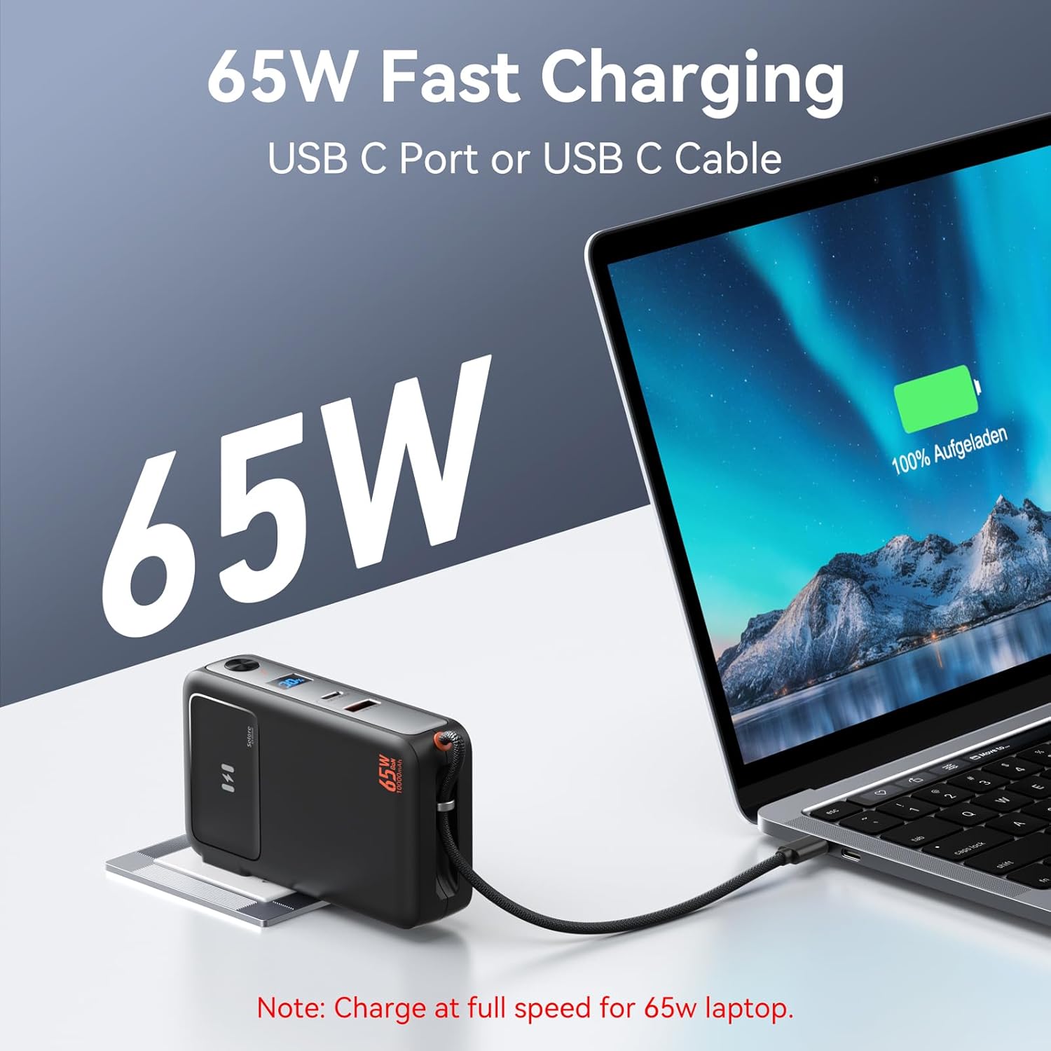 fast charging portable charger power bank 10,000mah pd35w usb c battery pack with 65w gan wall charger, built in usb c cable for iphone 16/1514/13 series, laptop, samsung, pixel, macbook, dell