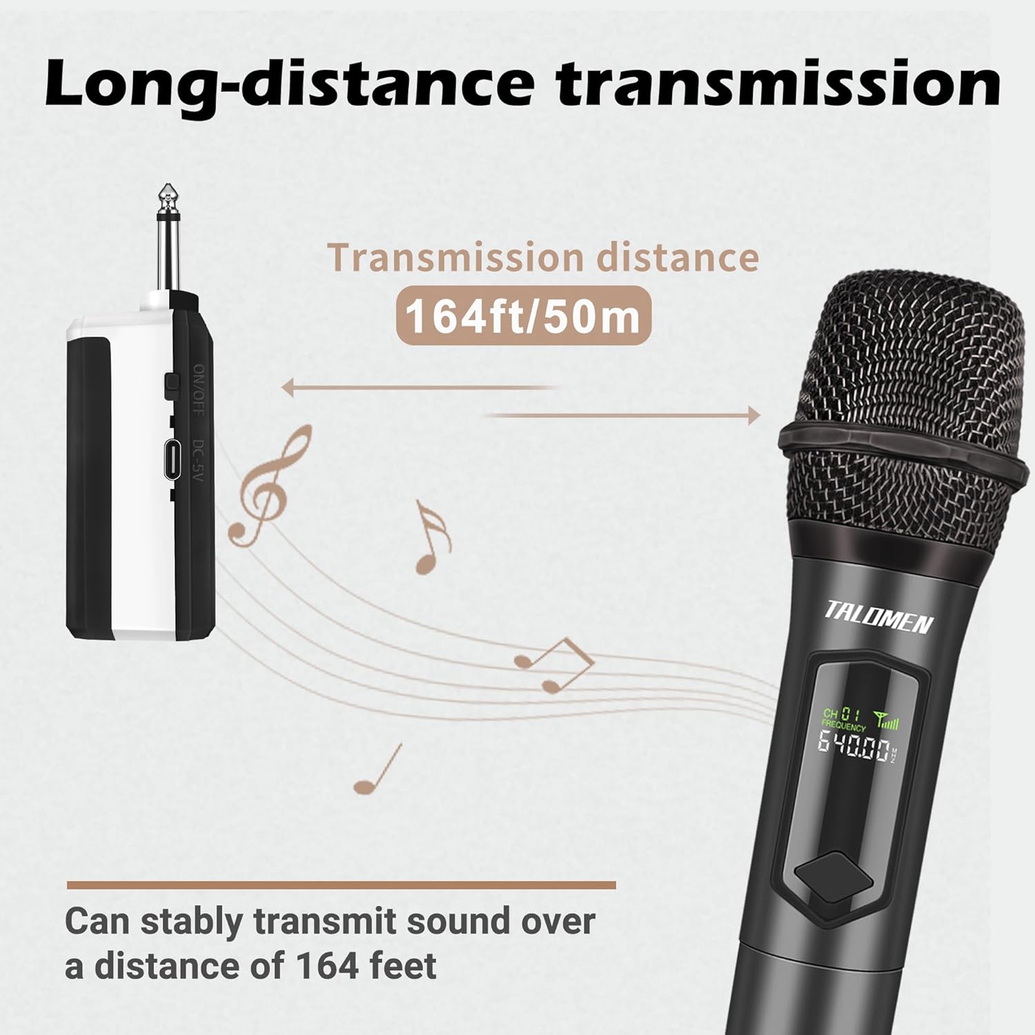 wireless microphone,professional handheld cordless dynamic mic system with rechargeable receiver(160 ft),karaoke microphone set for singing,karaoke,wedding,dj,party,speech,church,pa,k60 1