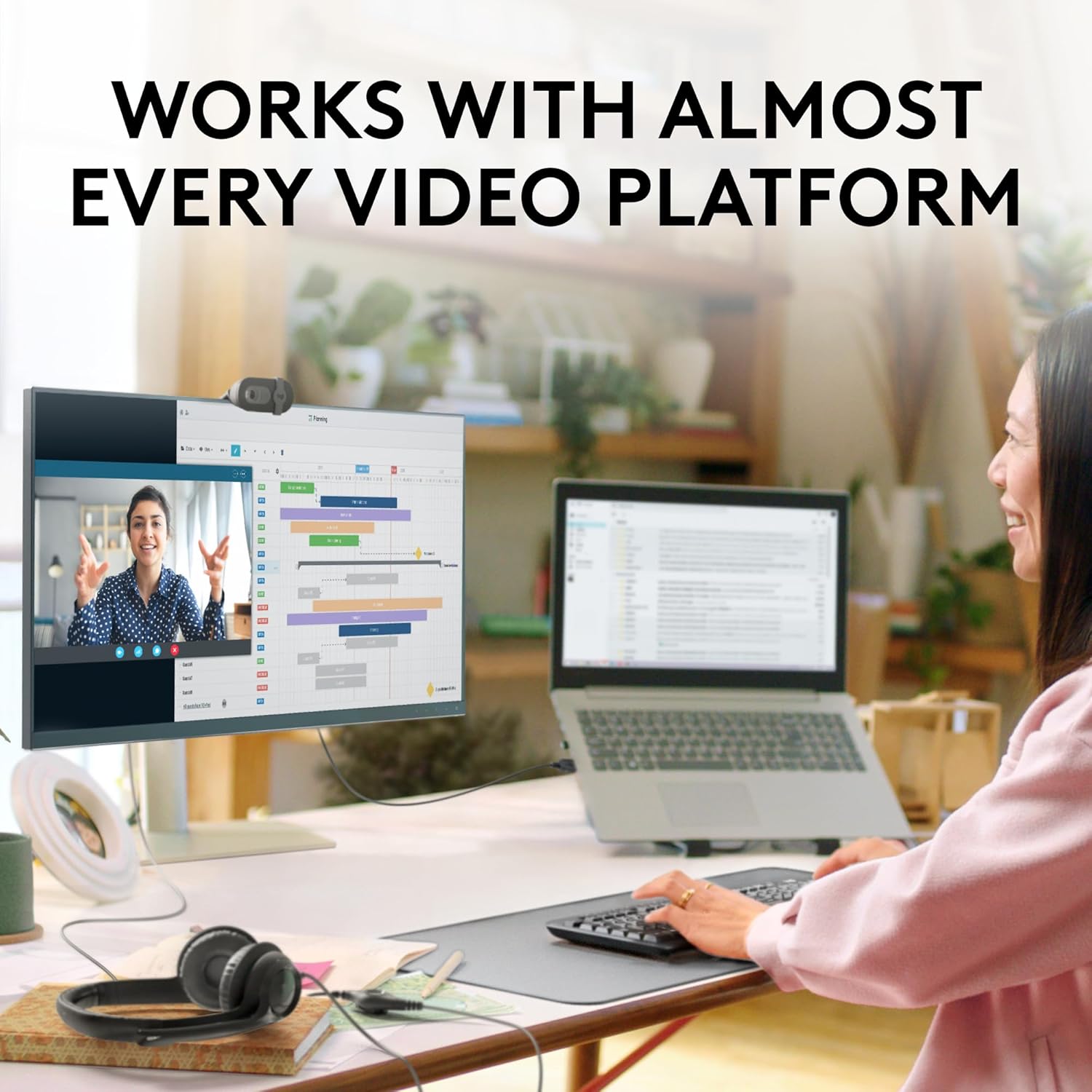 logitech brio 101 full hd 1080p webcam for meetings, streaming, desktop, laptop, pc built in mic, shutter, usb a, teams, zoom black (renewed)