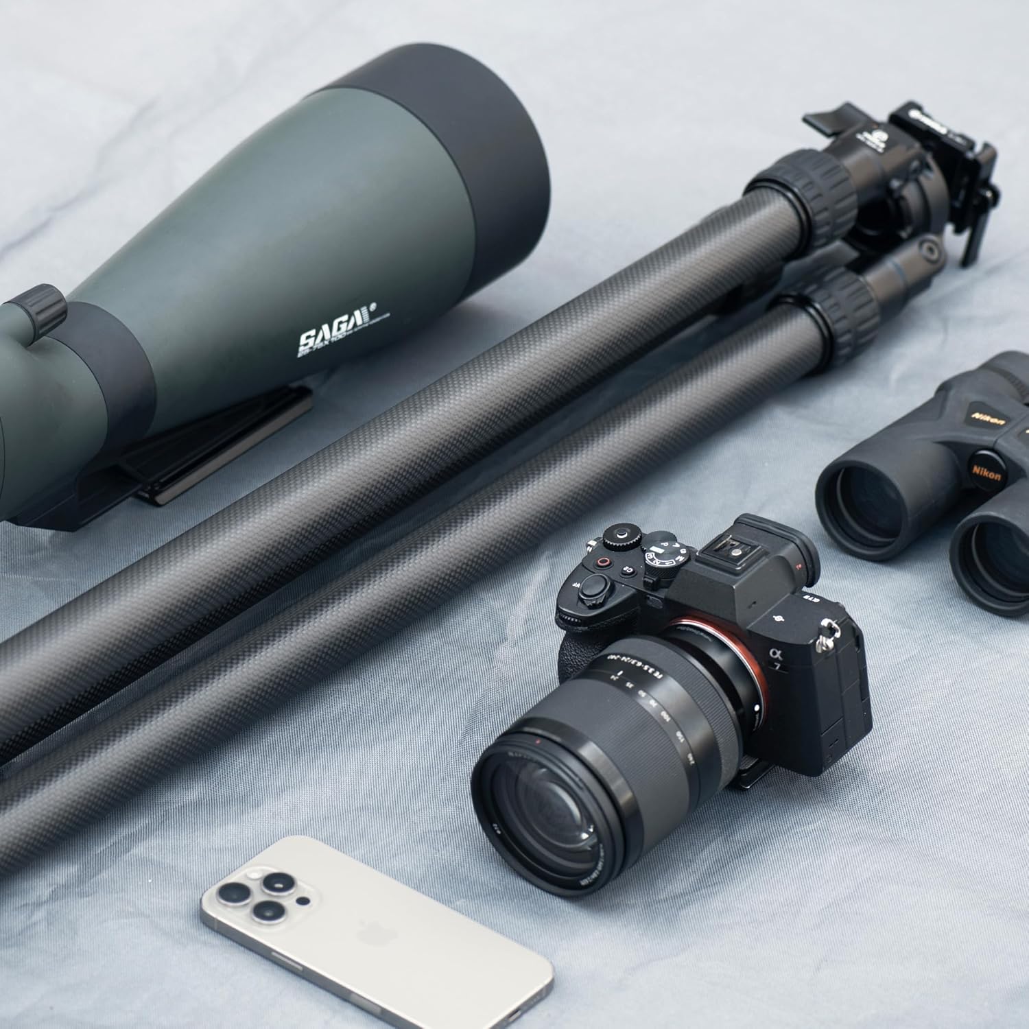 fanaue st 45 carbon fiber tripod for shooting, hunting tripod with arca swiss quick release plate, tripod for photography with 360° rotating ball head adapter, stable rifles rest saddle stand