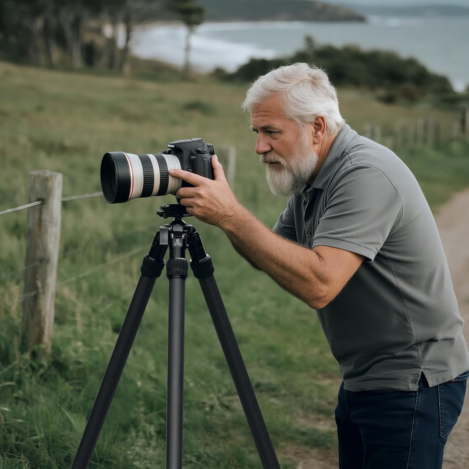 fanaue st 45 carbon fiber tripod for shooting, hunting tripod with arca swiss quick release plate, tripod for photography with 360° rotating ball head adapter, stable rifles rest saddle stand