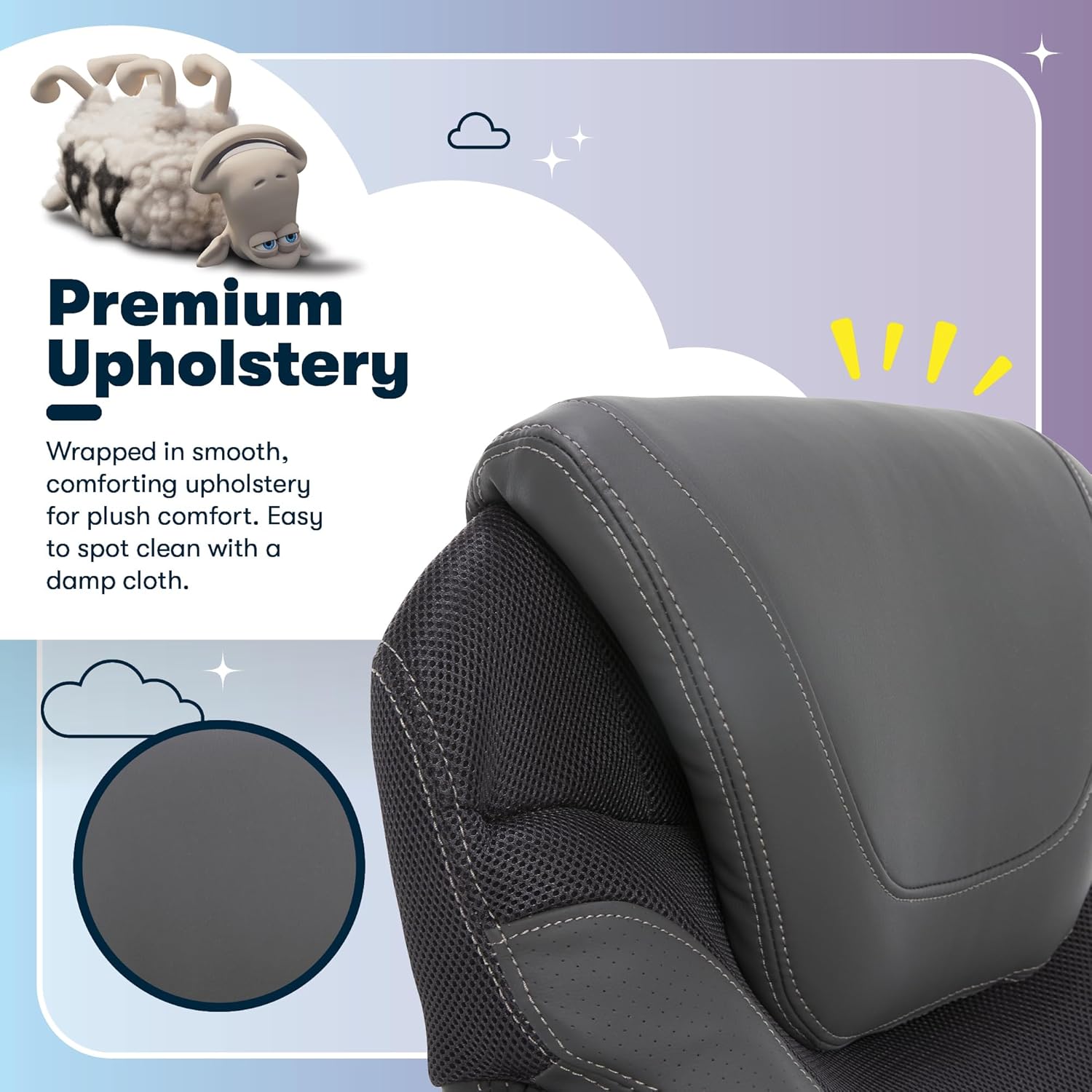 serta bryce executive office chair, ergonomic computer deskchairs with patented air lumbar support, comfy body pillows, height adjustable, swivel base with wheels, bonded leather, gray