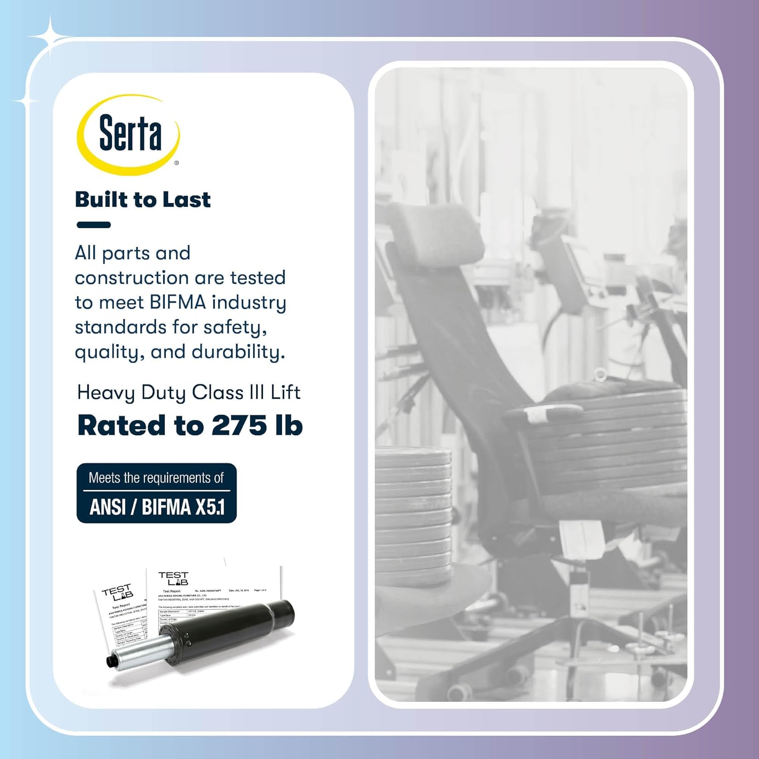 serta bryce executive office chair, ergonomic computer deskchairs with patented air lumbar support, comfy body pillows, height adjustable, swivel base with wheels, bonded leather, gray