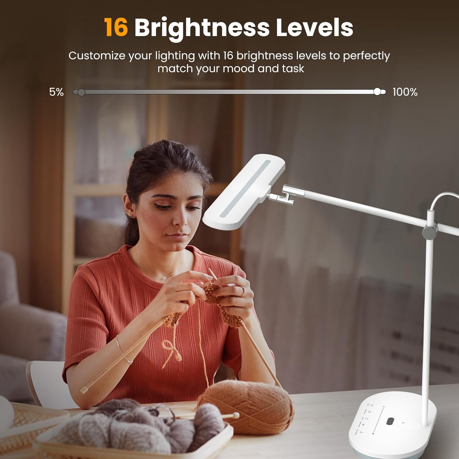 led desk lamp with cri 98, advanced eye caring bright desk light for crafting, home office & kids studying, multi angle adjustable, dimmable full spectrum with touch & gesture control