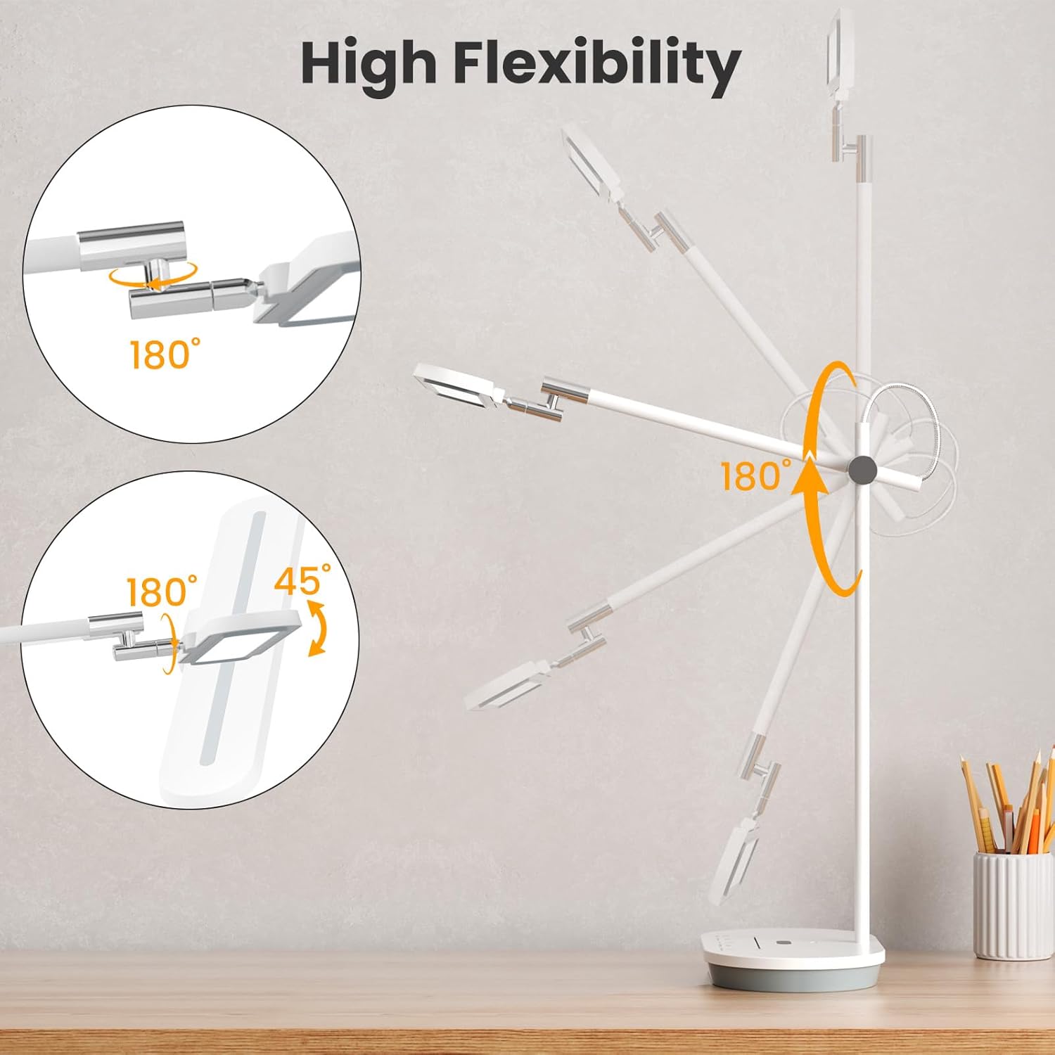 led desk lamp with cri 98, advanced eye caring bright desk light for crafting, home office & kids studying, multi angle adjustable, dimmable full spectrum with touch & gesture control