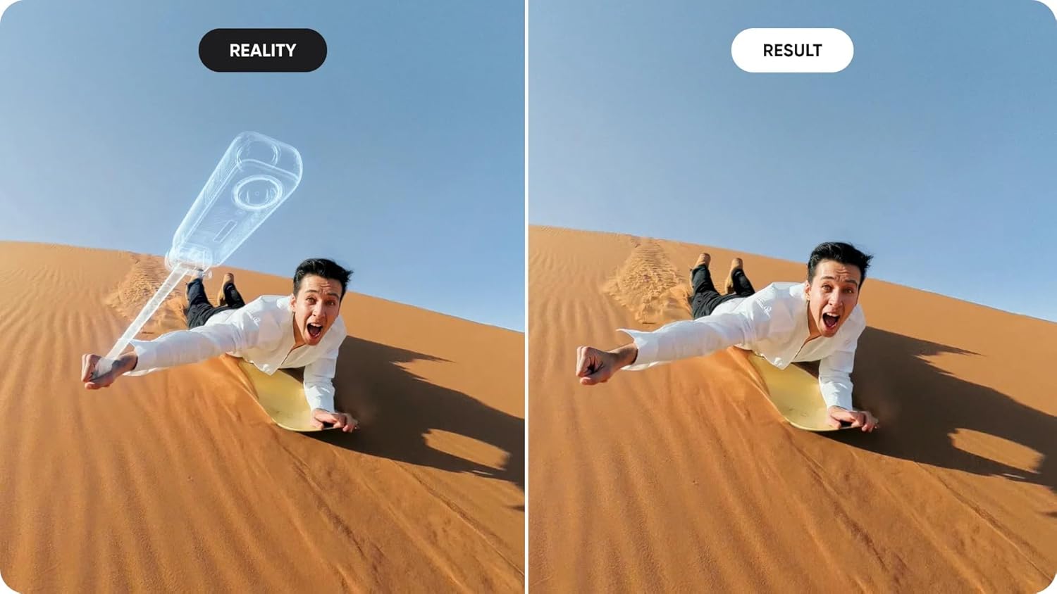 insta360 foldable 2 in 1 selfie stick remote kit (1/4" mount) for insta360 x5/x4/x3