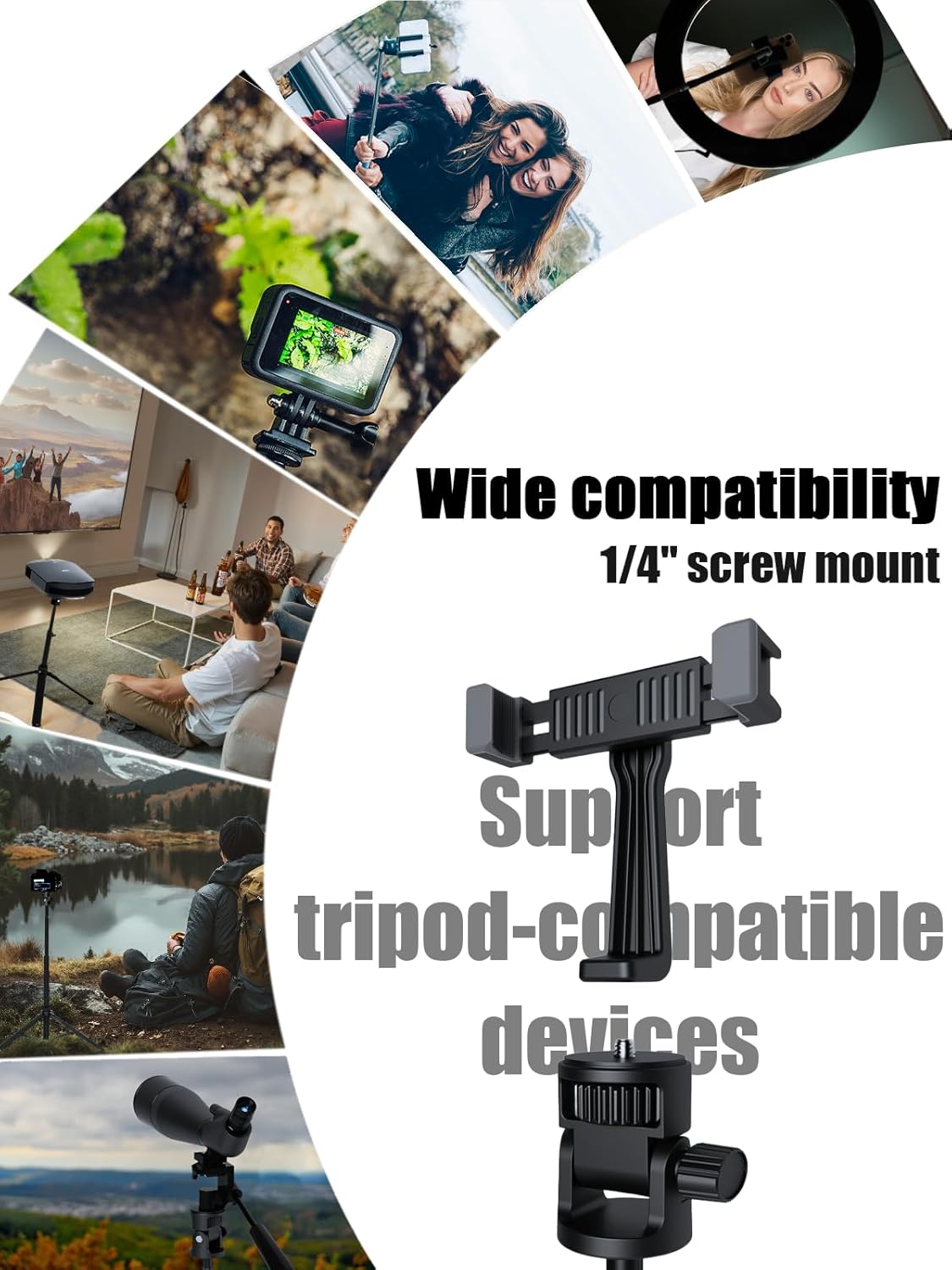 selfie stick tripod for iphone and android, 70" camera tripod stand for phone with remote, universal phone holder, action camera adapter for selfies video recording