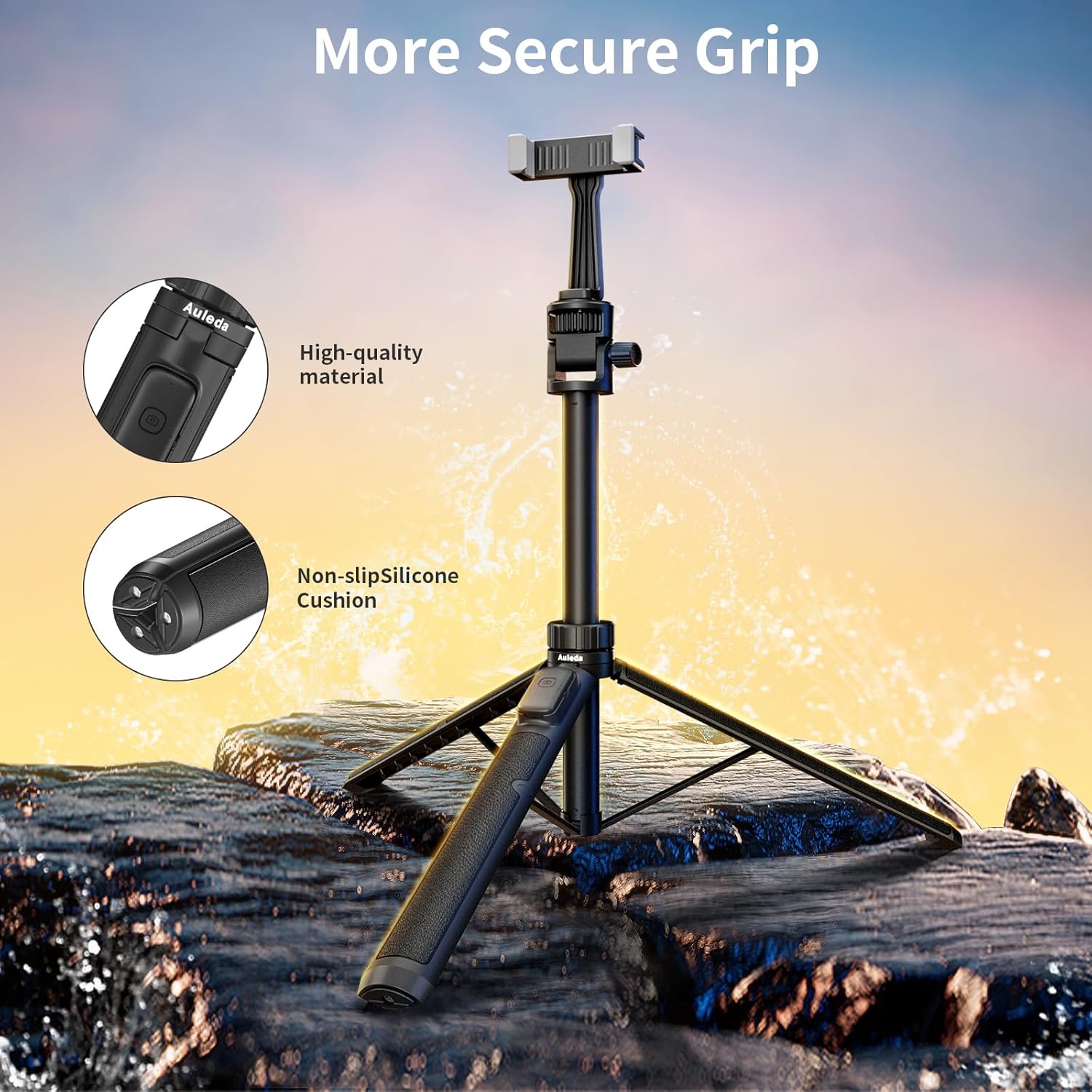 selfie stick tripod for iphone and android, 70" camera tripod stand for phone with remote, universal phone holder, action camera adapter for selfies video recording