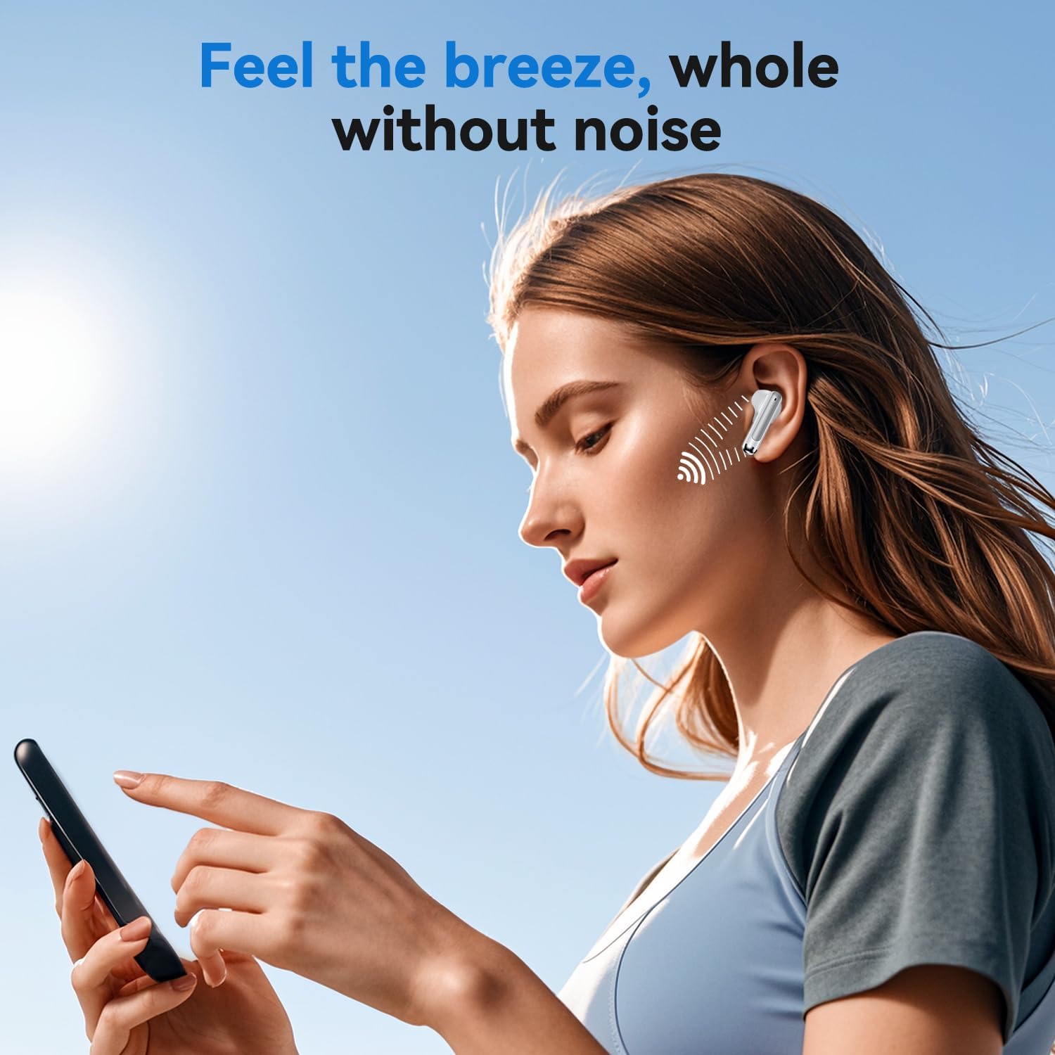 wireless earbuds, 2025 bluetooth 5.4 bass stereo headphones with 4 enc mic, 50h playback ear buds with charging case led display,sport earphones ipx7 waterproof for phone, android, pad, white