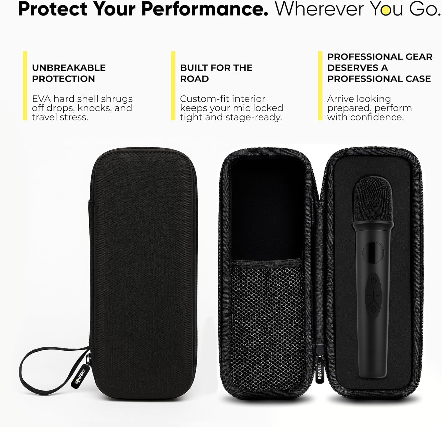 bowens wireless microphone system – karaoke microphone wireless with receiver, echo control, lcd display, usb c charging, 6.35mm adapter – cordless mic for singing, speaking parties, events