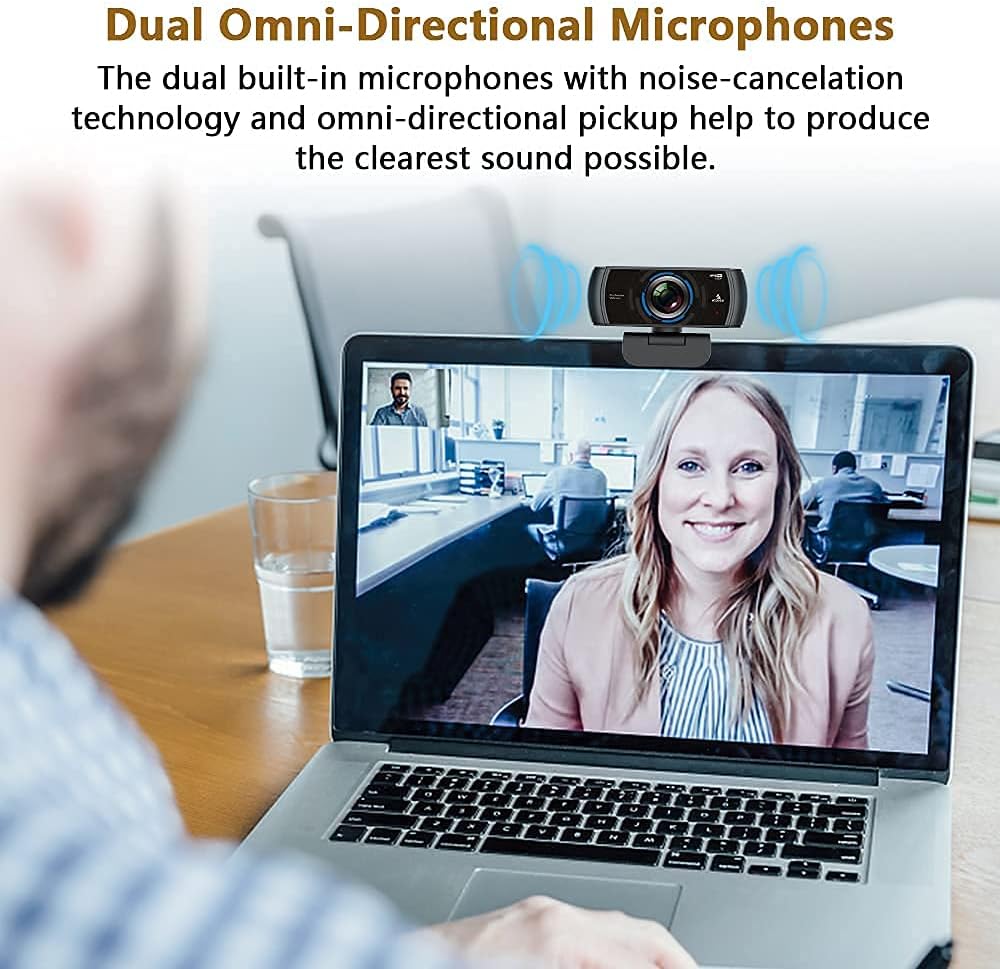 nexigo n980p 1080p 60fps webcam with microphone and software control, usb computer camera, built in dual noise reduction mics, 120° wide angle for zoom/skype/facetime/teams, pc mac laptop desktop