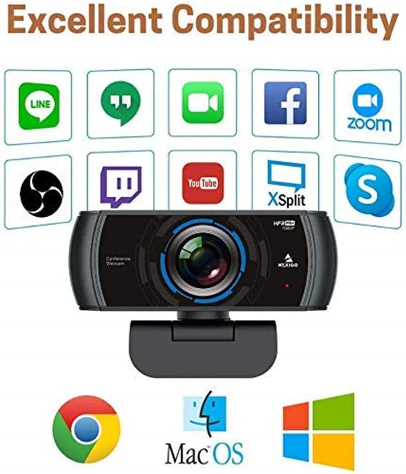 nexigo n980p 1080p 60fps webcam with microphone and software control, usb computer camera, built in dual noise reduction mics, 120° wide angle for zoom/skype/facetime/teams, pc mac laptop desktop