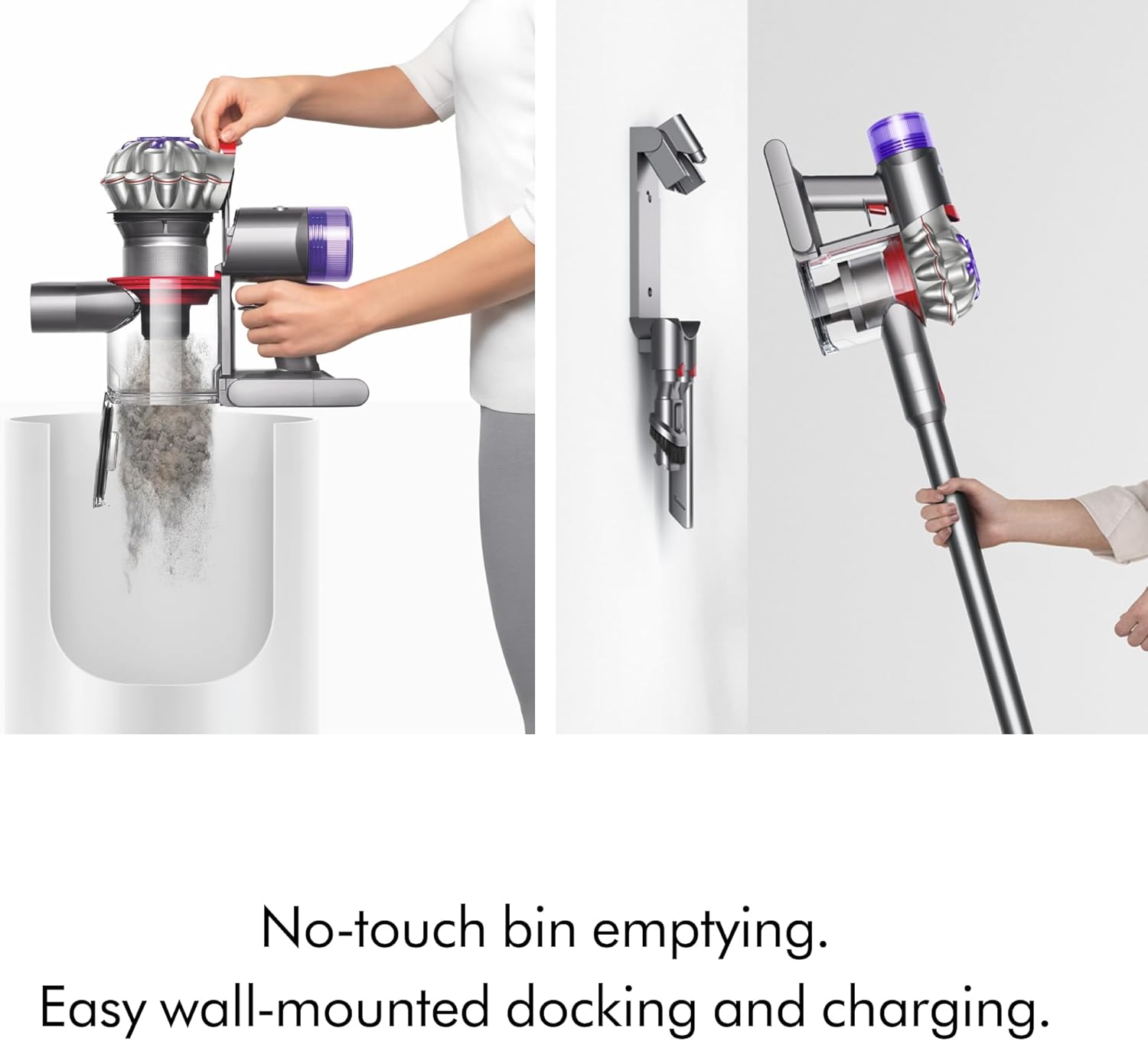 dyson v8 cordless vacuum, cleans hard floors and carpets, detangles, converts to handheld, 115aw, 2 power modes, up to 40 minutes¹