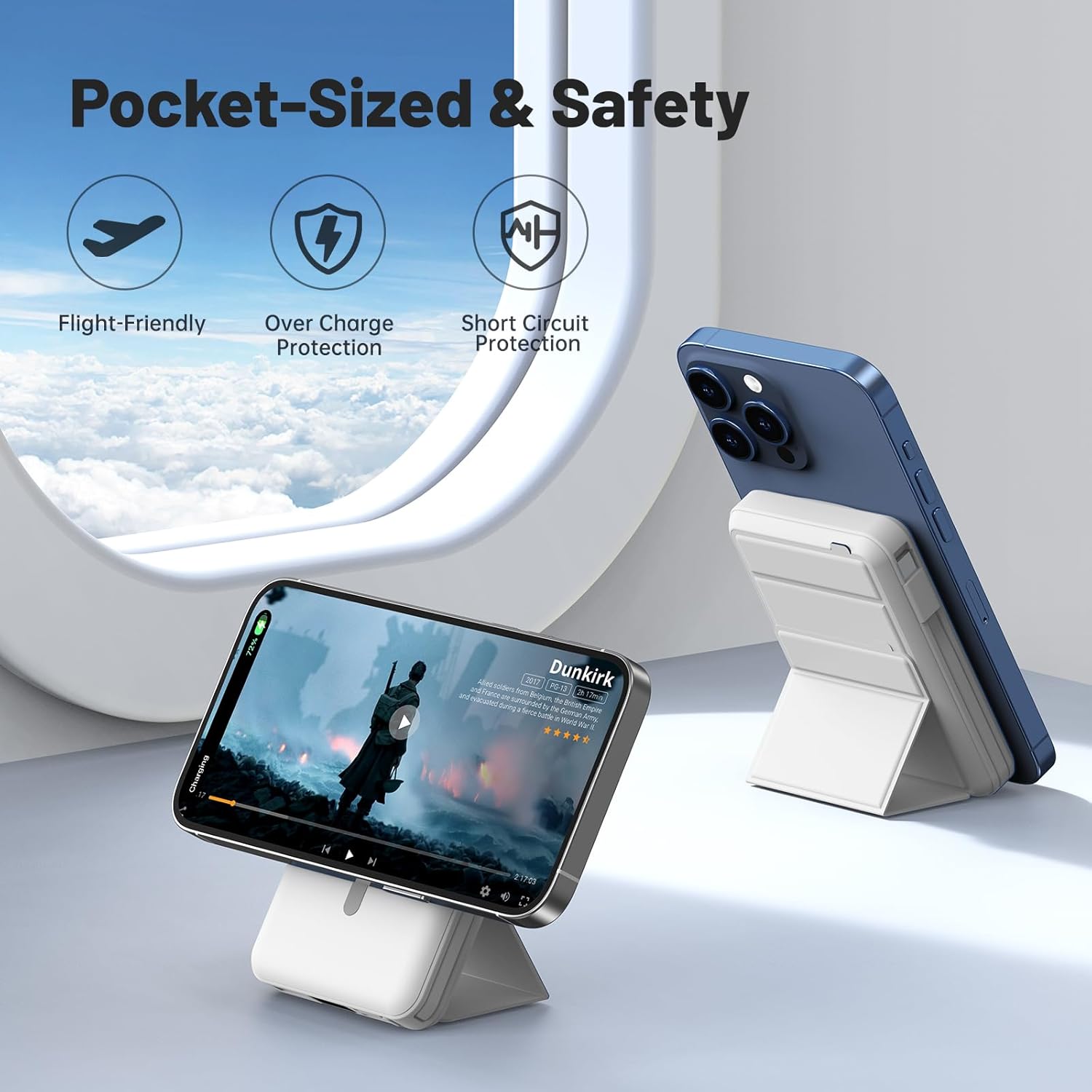 azmuth for magsafe battery pack, 10000mah magnetic power bank 22.5w pd fast charging with led display wireless portable charger for magsafe with stand for iphone 17/16/15/14/13/12/pro/pro max