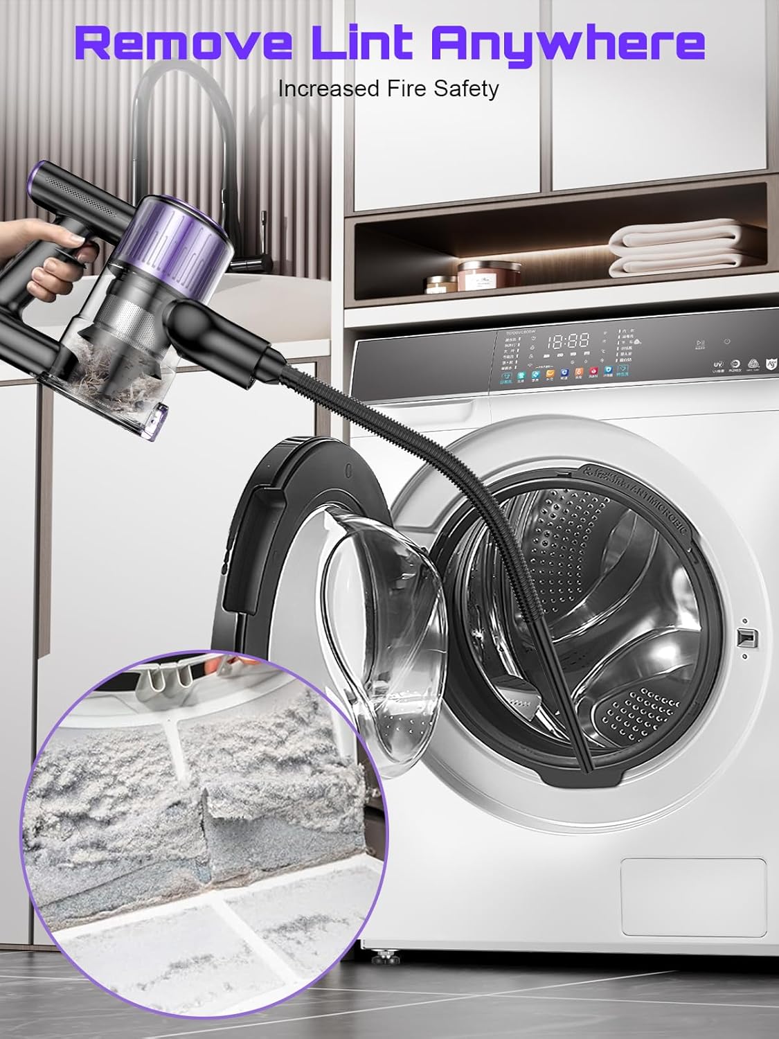 cordless vacuum cleaner, 10 in 1 stick vacuum with powerful suction, hose, green led light, anti tangle brush, lightweight rechargeable vacuum cleaner for home, hardwood floors, carpets