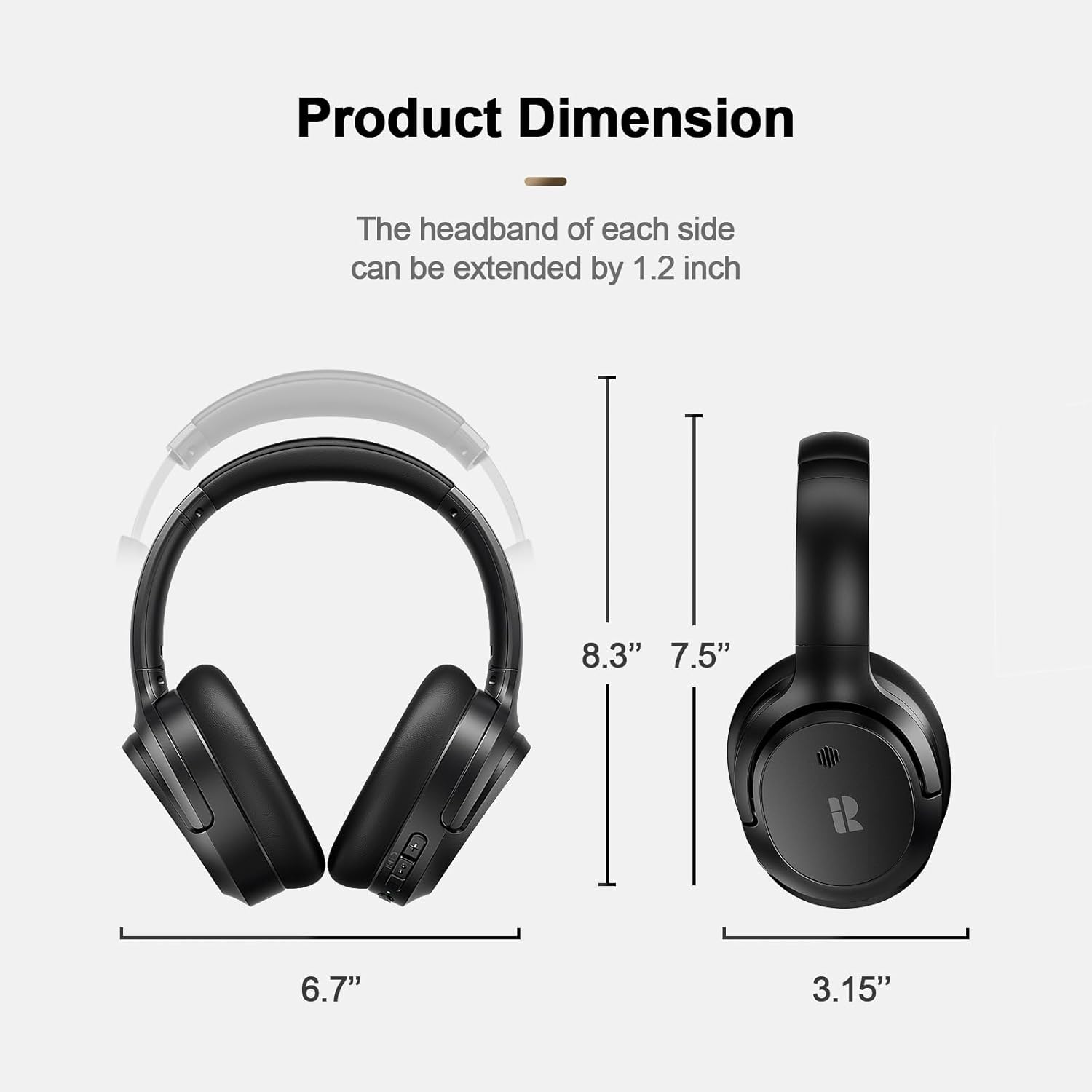 bluetooth headphones, hybrid active noise cancelling wireless headphones over ear with microphone, up to 140h playtime, transparency mode, deep bass, clear calls, comfort fit for travel, home office