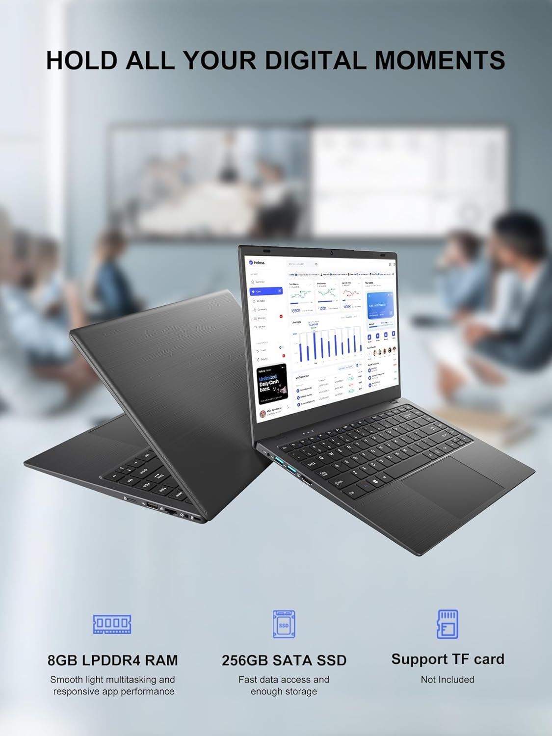 laptop, n4020 processor laptop computer with 8gb ram, 512gb ssd, 14 inch fhd ips display, dual band wifi 5, bt 5.0, gigabit ethernet, win 11 laptops for student home