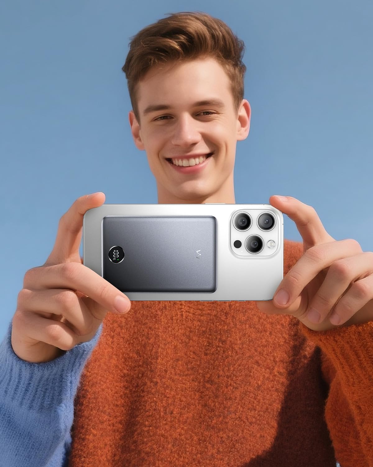 iwalk magnetic portable charger, 5,000mah ultra slim power bank wireless charging battery pack with led power display, comfortable grip powerbank compatible with iphone 17/16/15/14/13 series, gray