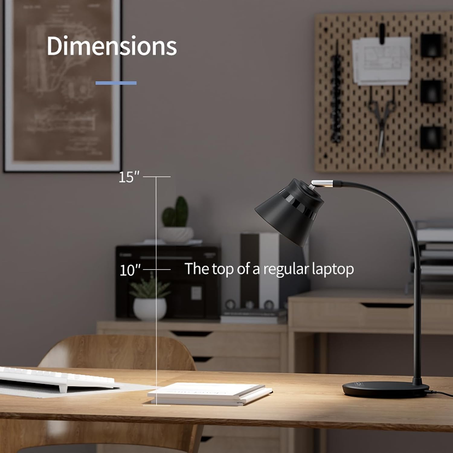 axx tu08 led small desk lamp with usb charging port, 650 lumens 3 color modes, 5 touch dimming, 30/60 minute timer, 18 inch black table light for reading, home office, college dorm room accessories